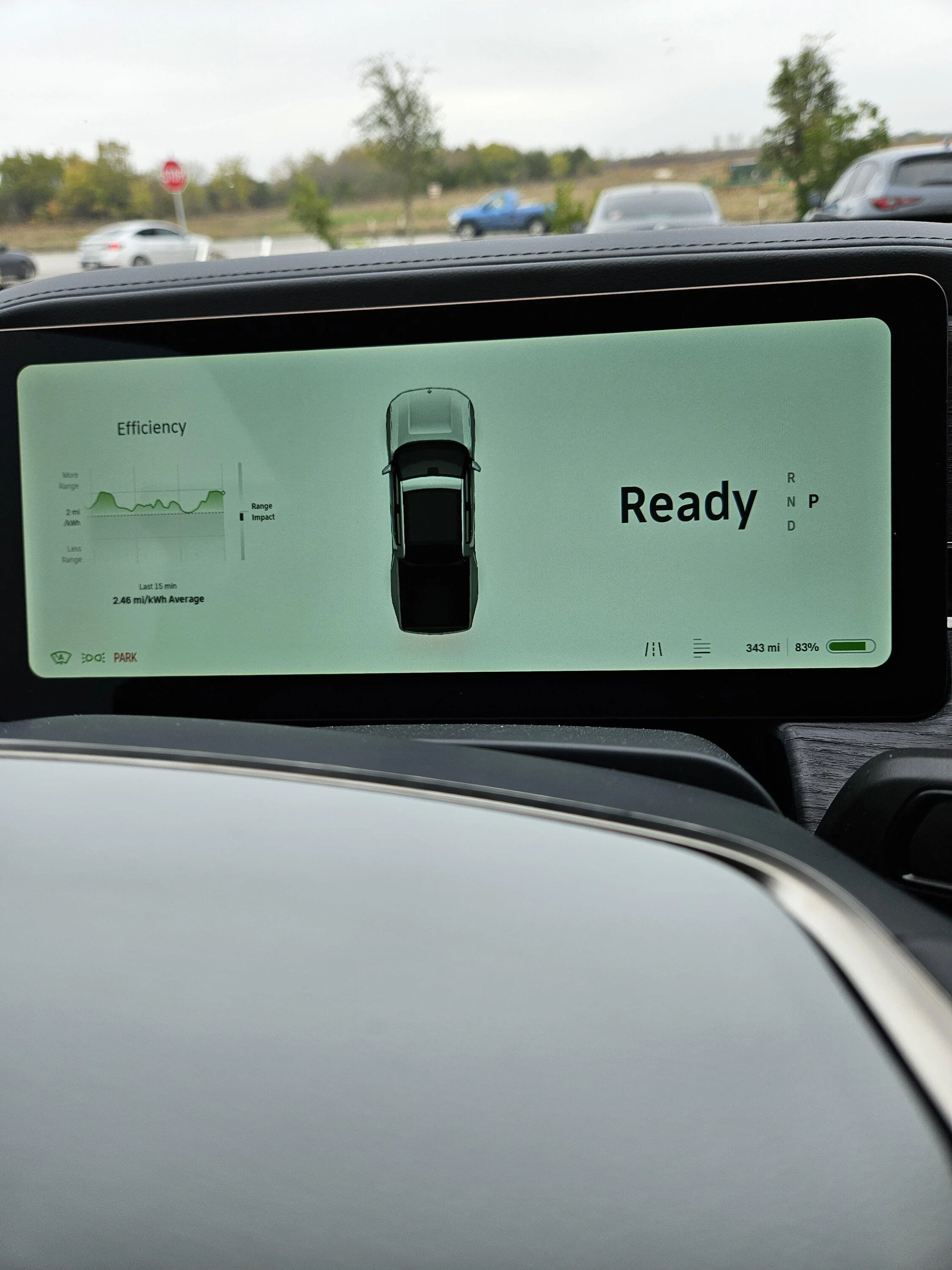 Rivian R1T R1S 90 mile Max Pack test drive - efficiency results at 69 mph 20231117_130609