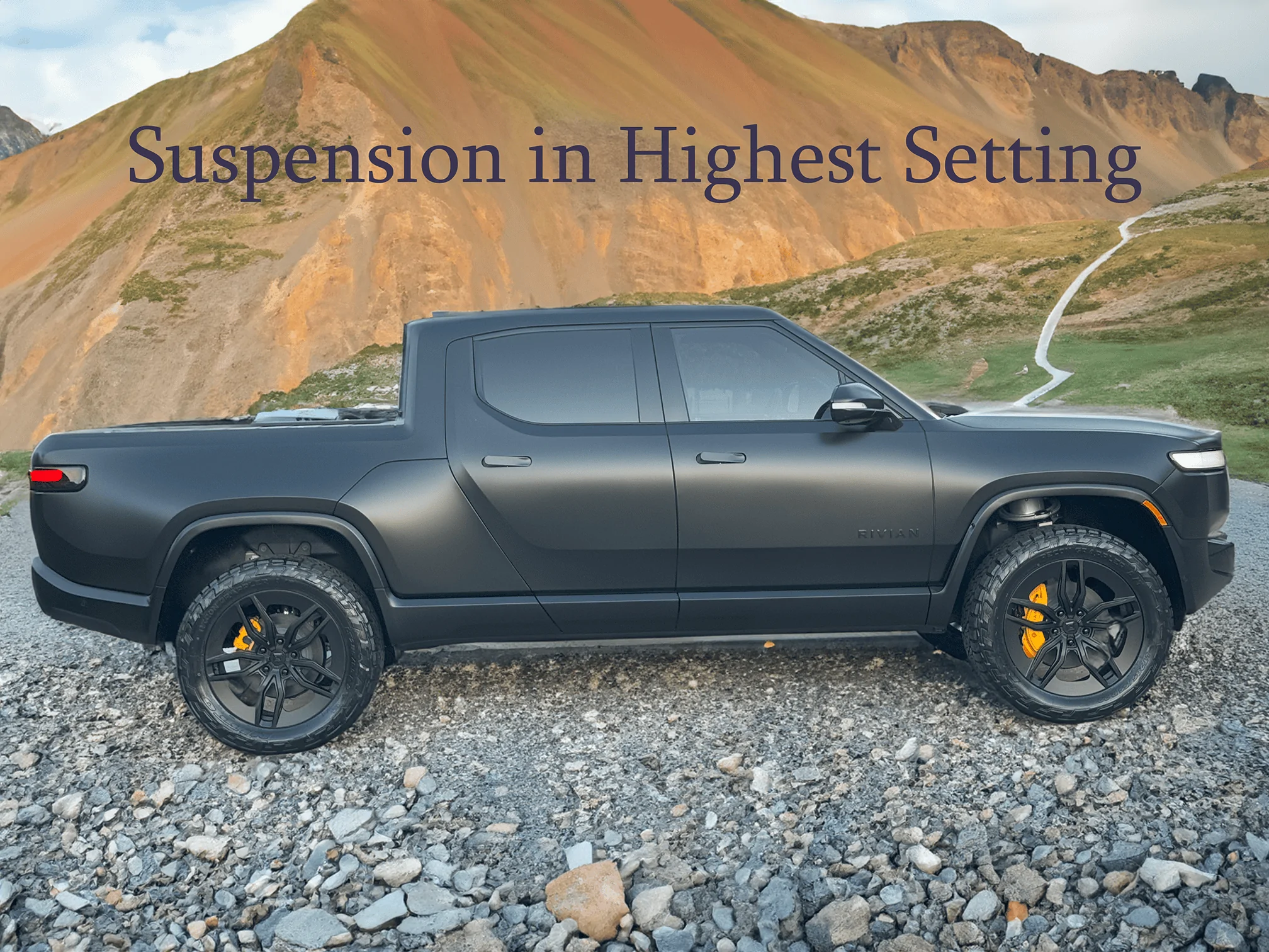 Rivian R1T R1S Project Midnight R1T suspension-in-highest-small-png
