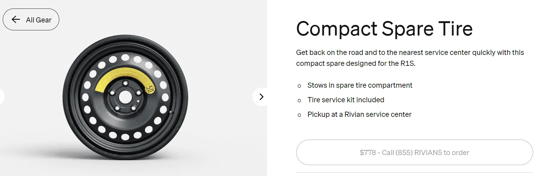 Rivian R1T R1S R1S compact spare now available for order. 1700523155777