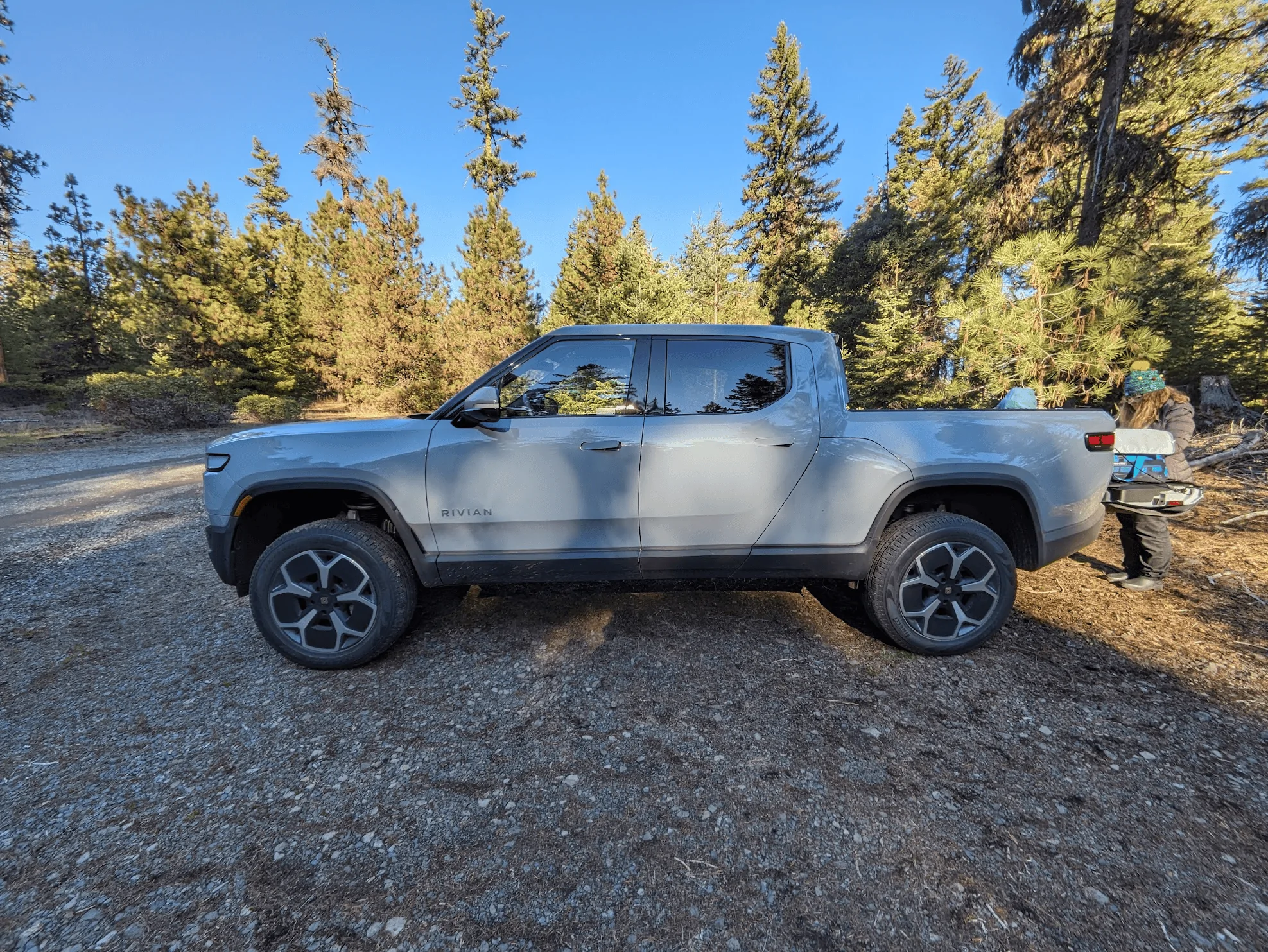 Rivian R1T R1S The Bike Tailgate Pad makes a perfect Christmas Tree transporter - Our day trip in the mountains 1701049990130
