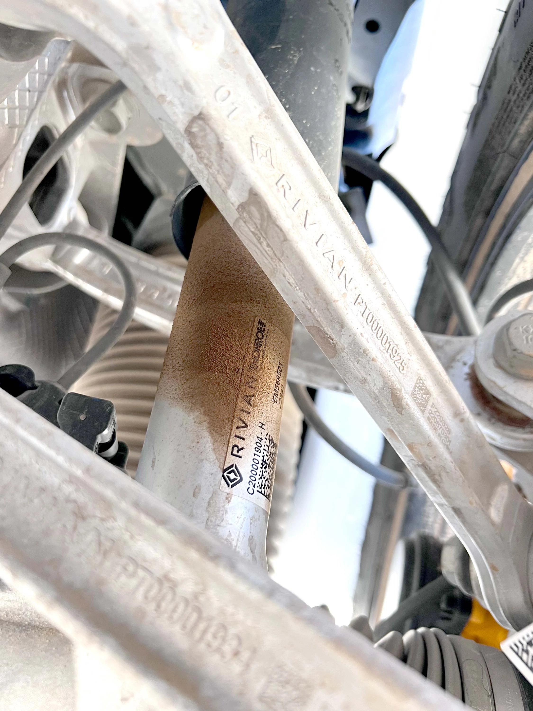 Rivian R1T R1S Check your shocks. Mine are leaking after 10k miles / 9 months. right-shock