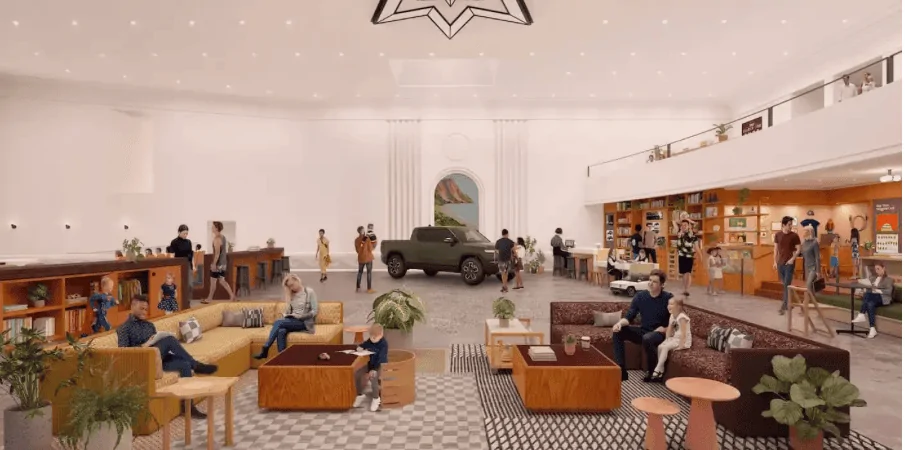 Rivian R1T R1S Rivian Reopens 1930s Theatre in Laguna Beach CA as First Flagship Retail Location Screenshot 2023-11-30 at 11.49.08 AM