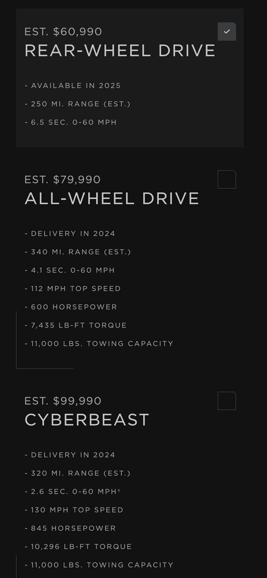 Rivian R1T R1S Official Cybertruck Pricing - Starts at $60K+ Screenshot 2023-11-30 at 1.50.14 PM