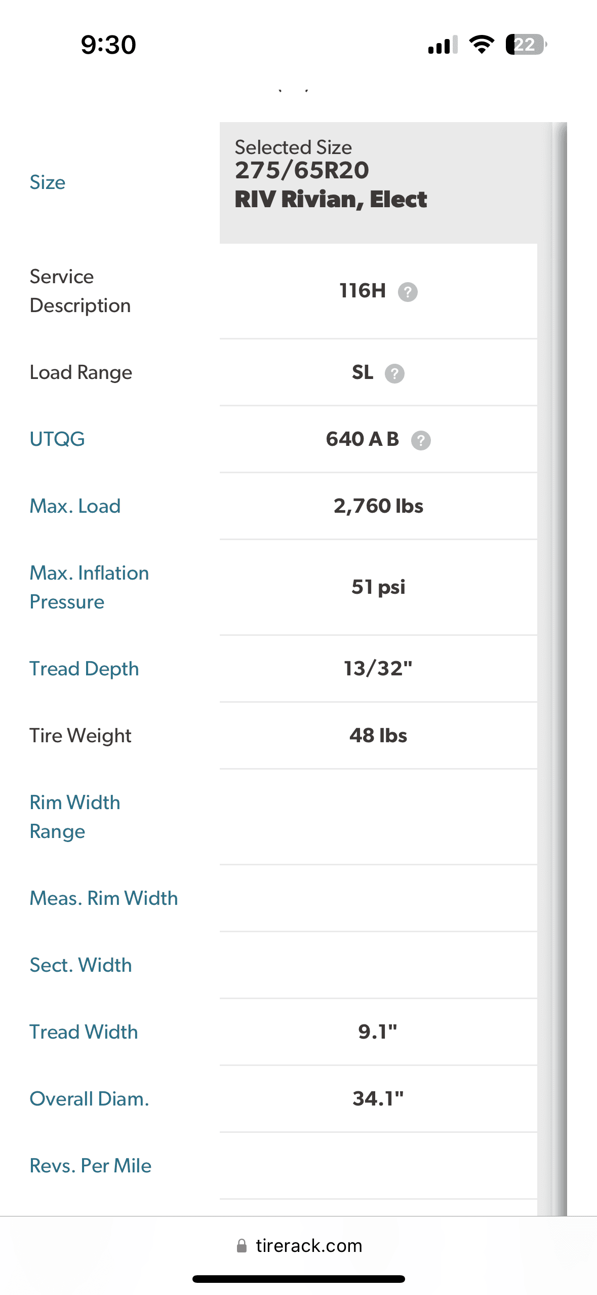 Rivian R1T R1S List of compatible tires (for each Rivian factory wheel diameter) IMG_9081