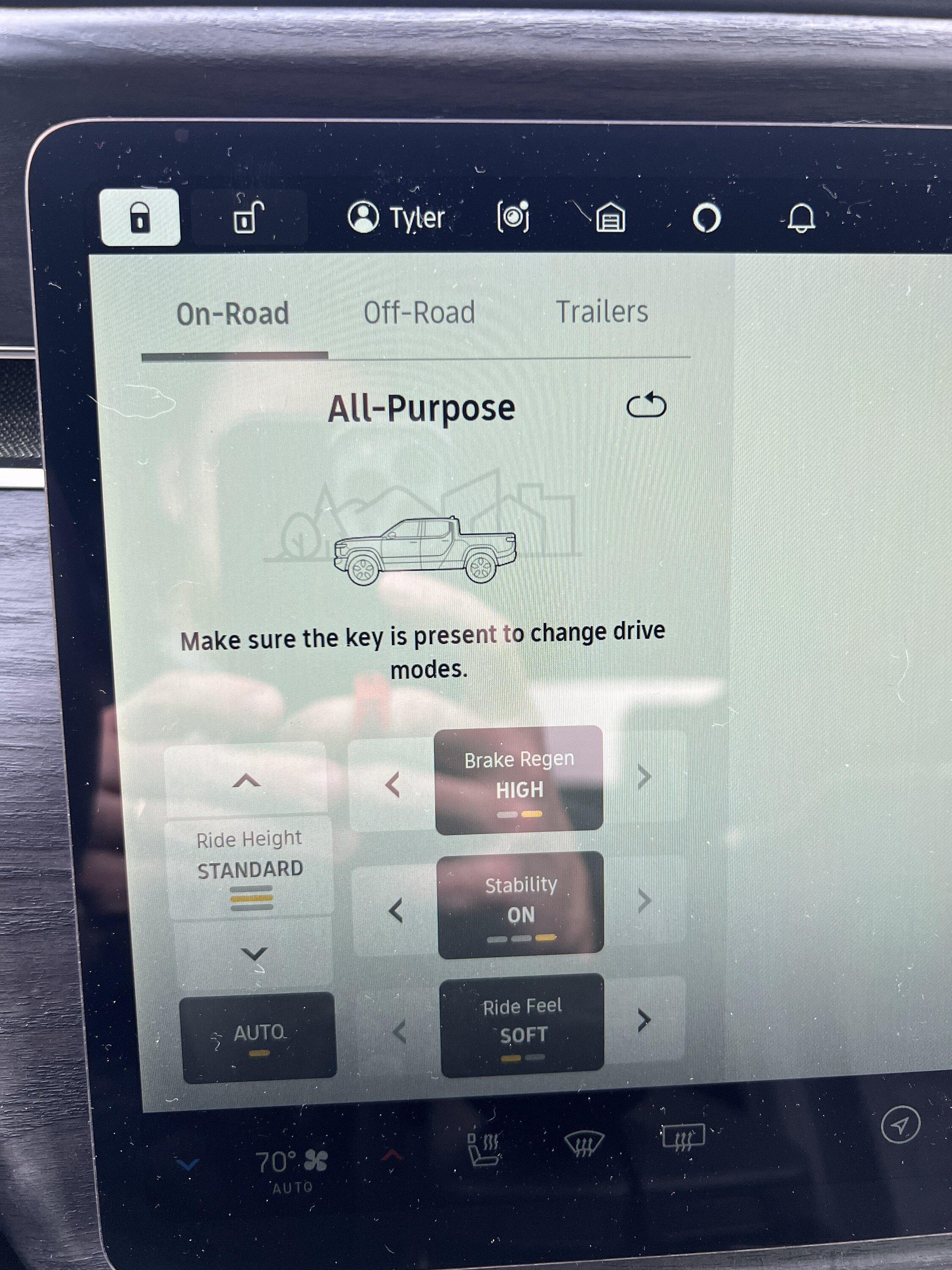 Rivian R1T R1S Infotainment/Driver Displays Black When in Park Make sure key is present.JPG