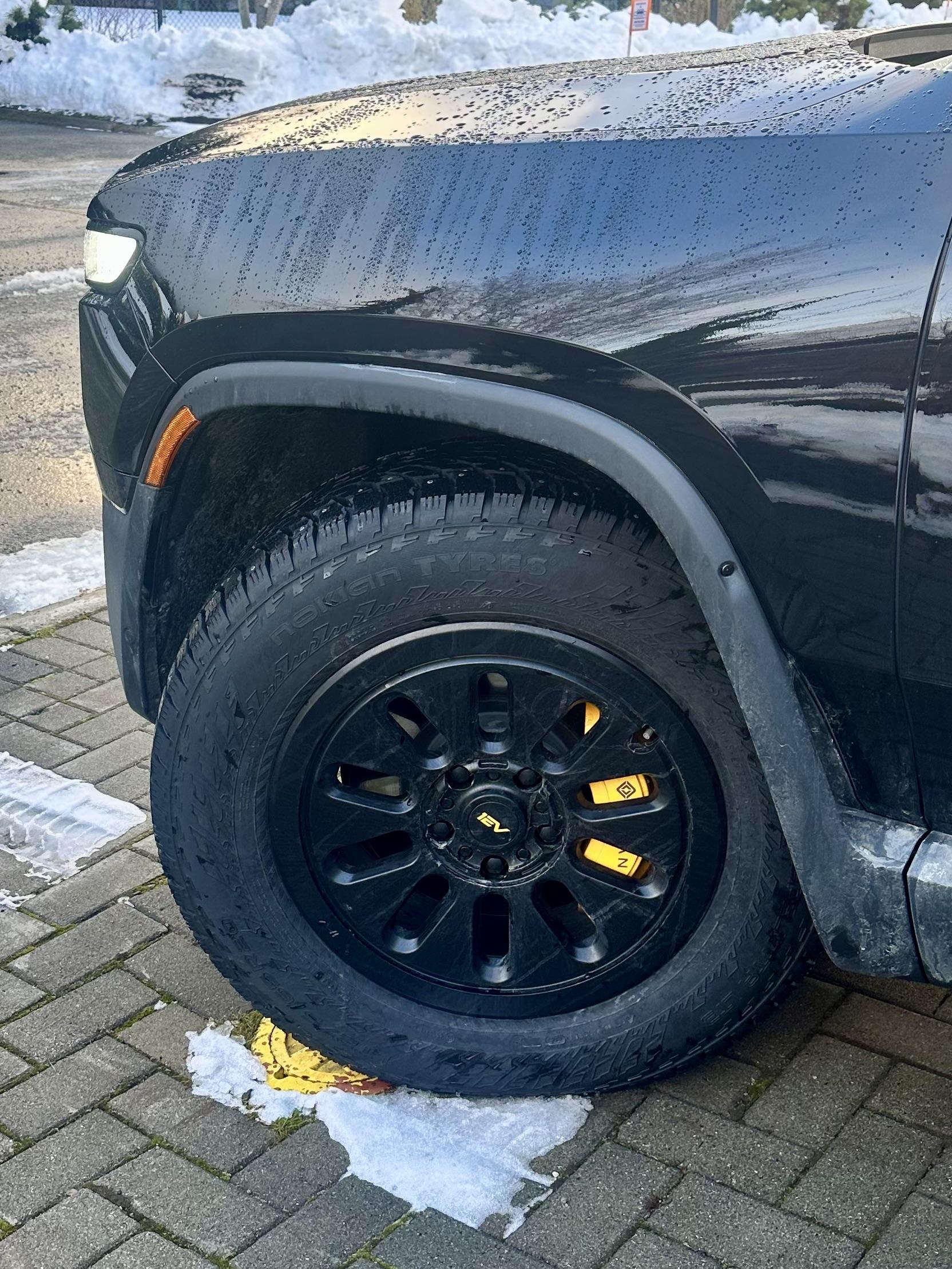 Installed: EV Sportline R1000 wheels and Nokian Hakkapeliitta LT3