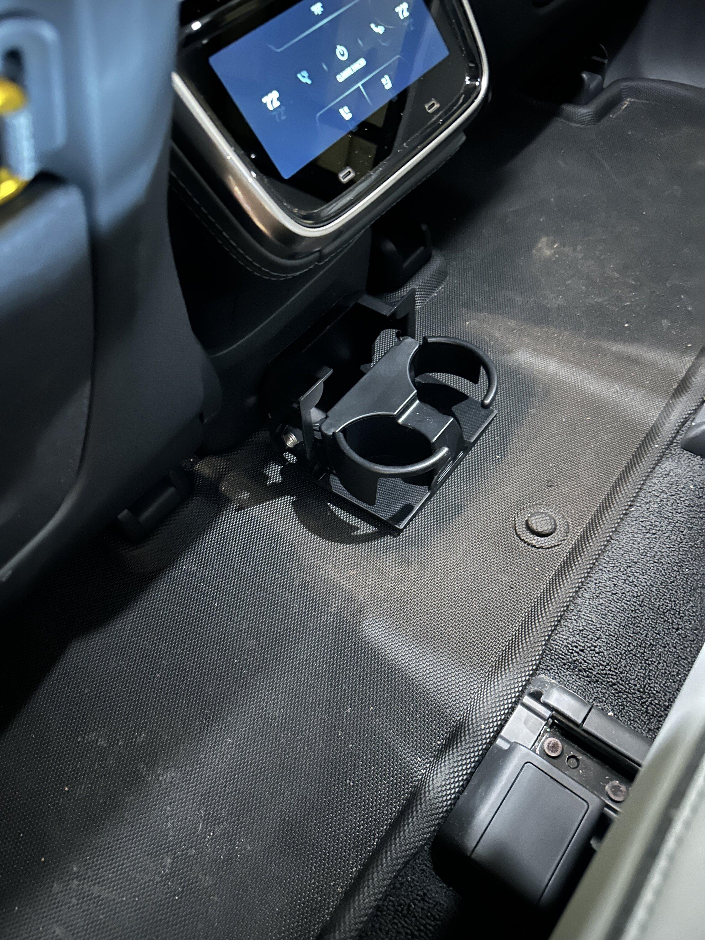 Rivian R1T R1S Additional Second Row Cupholders DIY Mod -- dual cupholder added to center console IMG_8678