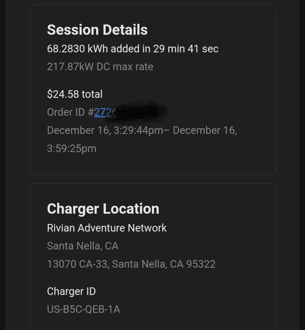 Rivian R1T R1S RAN Rivian Charging Stations Locations Map via Google Maps Screenshot_20231216-160919