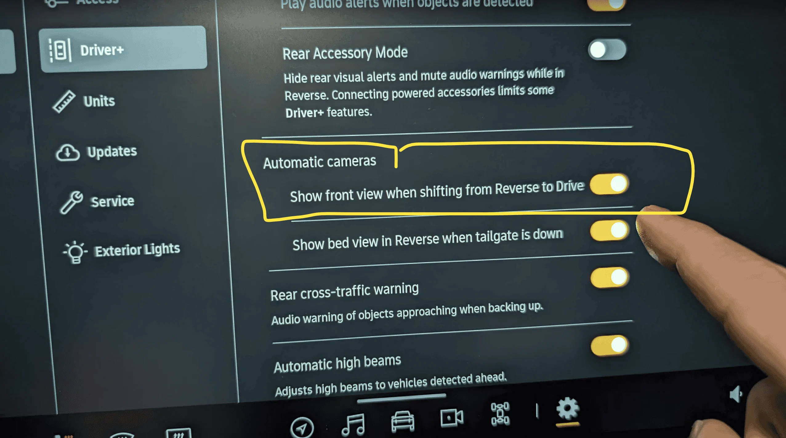Rivian R1T R1S Camera View staying on after backing out and then shifting to Drive forward? 1703106833224