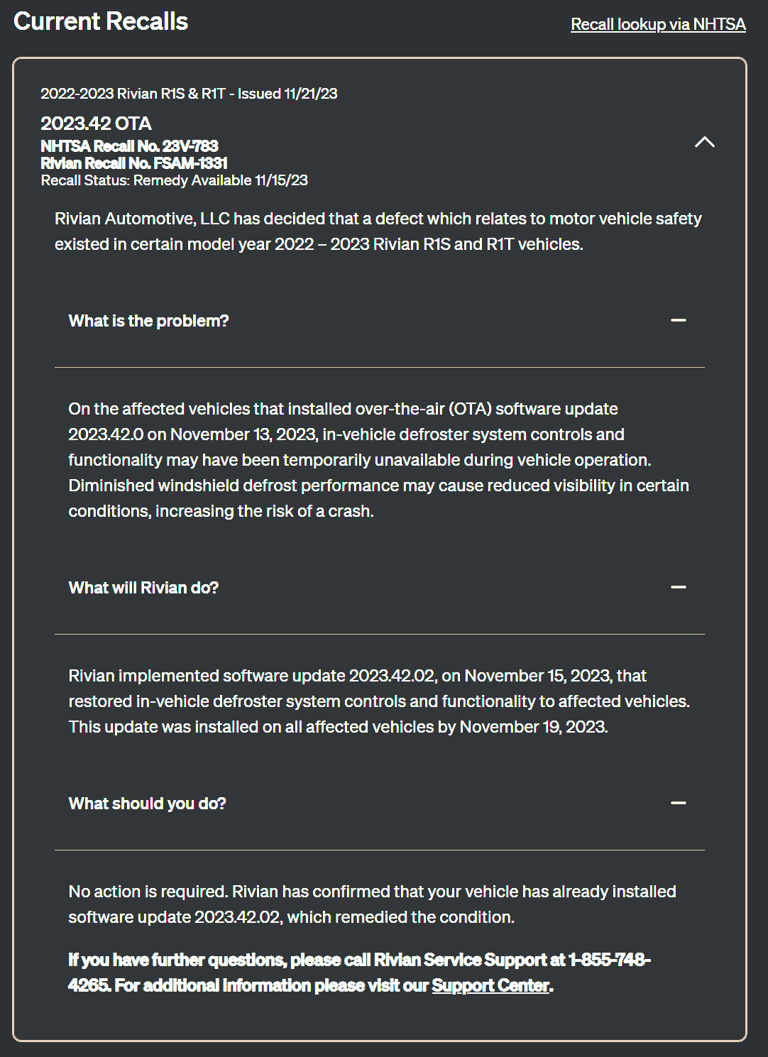 Rivian R1T R1S New recall? 1703305011885