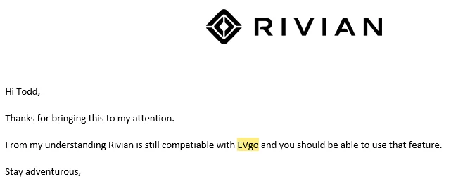 Rivian R1T R1S First RAN charge required the app 1703367496953