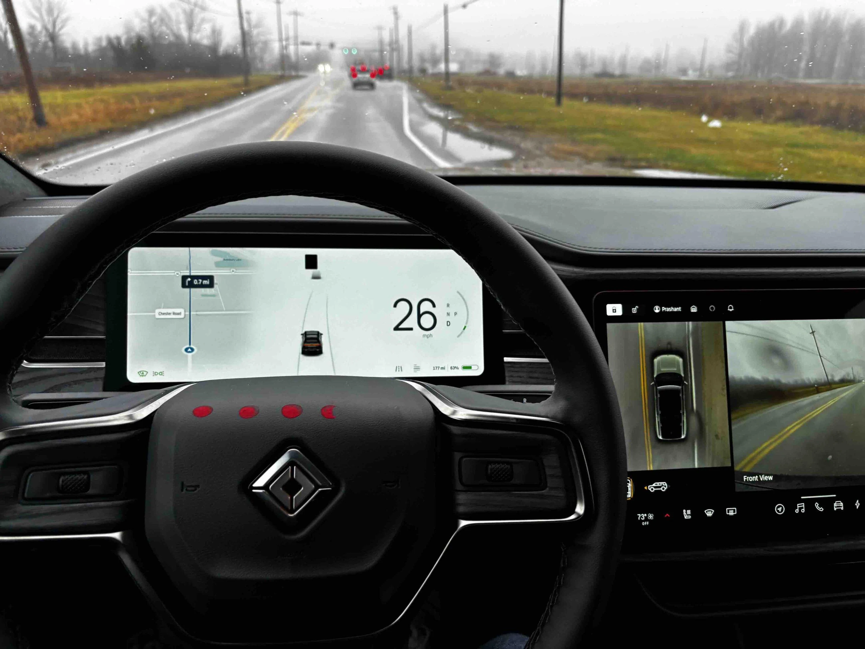 Rivian R1T R1S Vehicle showing as not centered on driver display IMG_4276