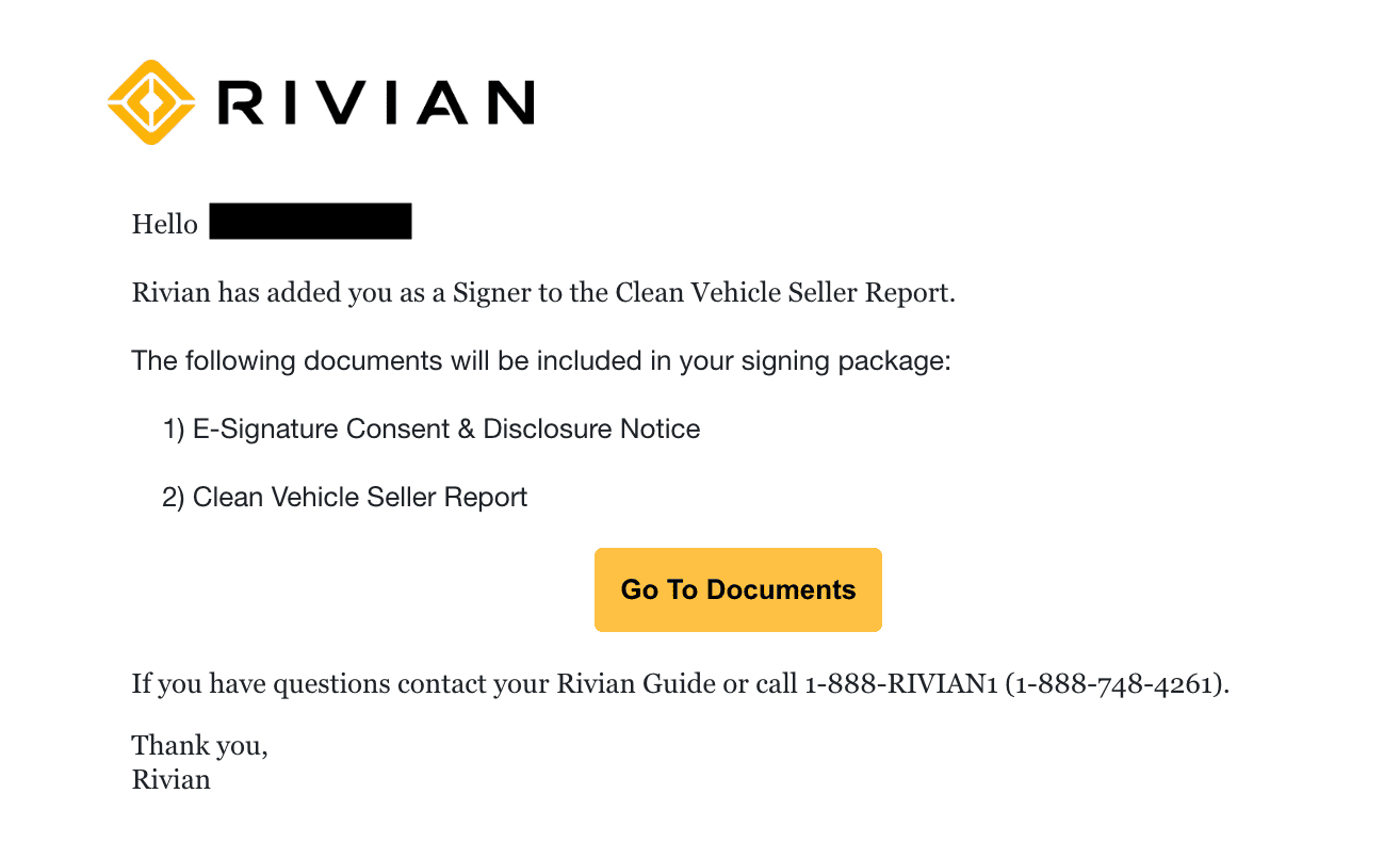 Rivian R1T R1S Rivian Tax Credit Email Screenshot 2024-01-05 at 7.53.11 PM