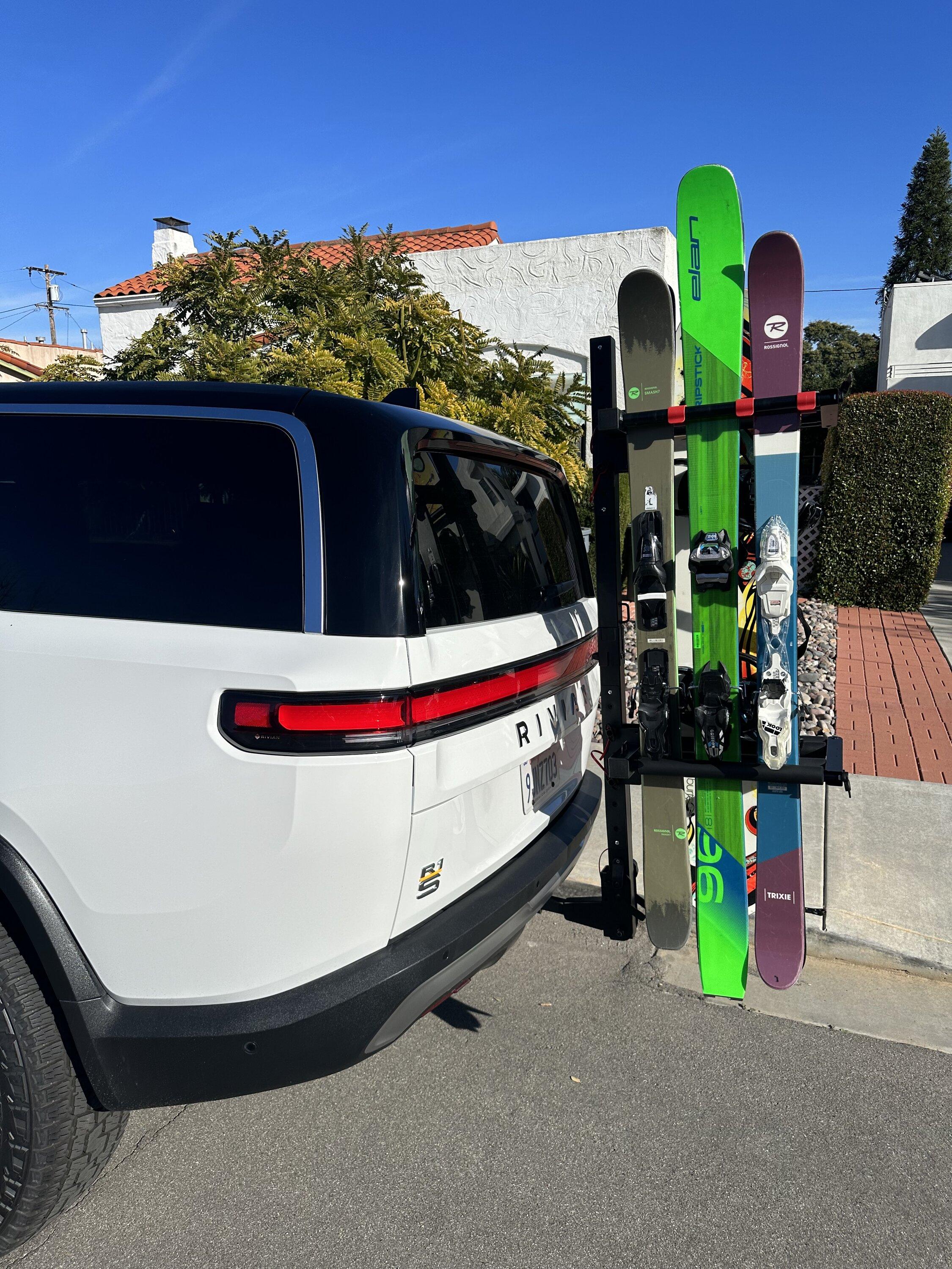 Rivian R1T R1S R1S hitch ski rack installed IMG_1201