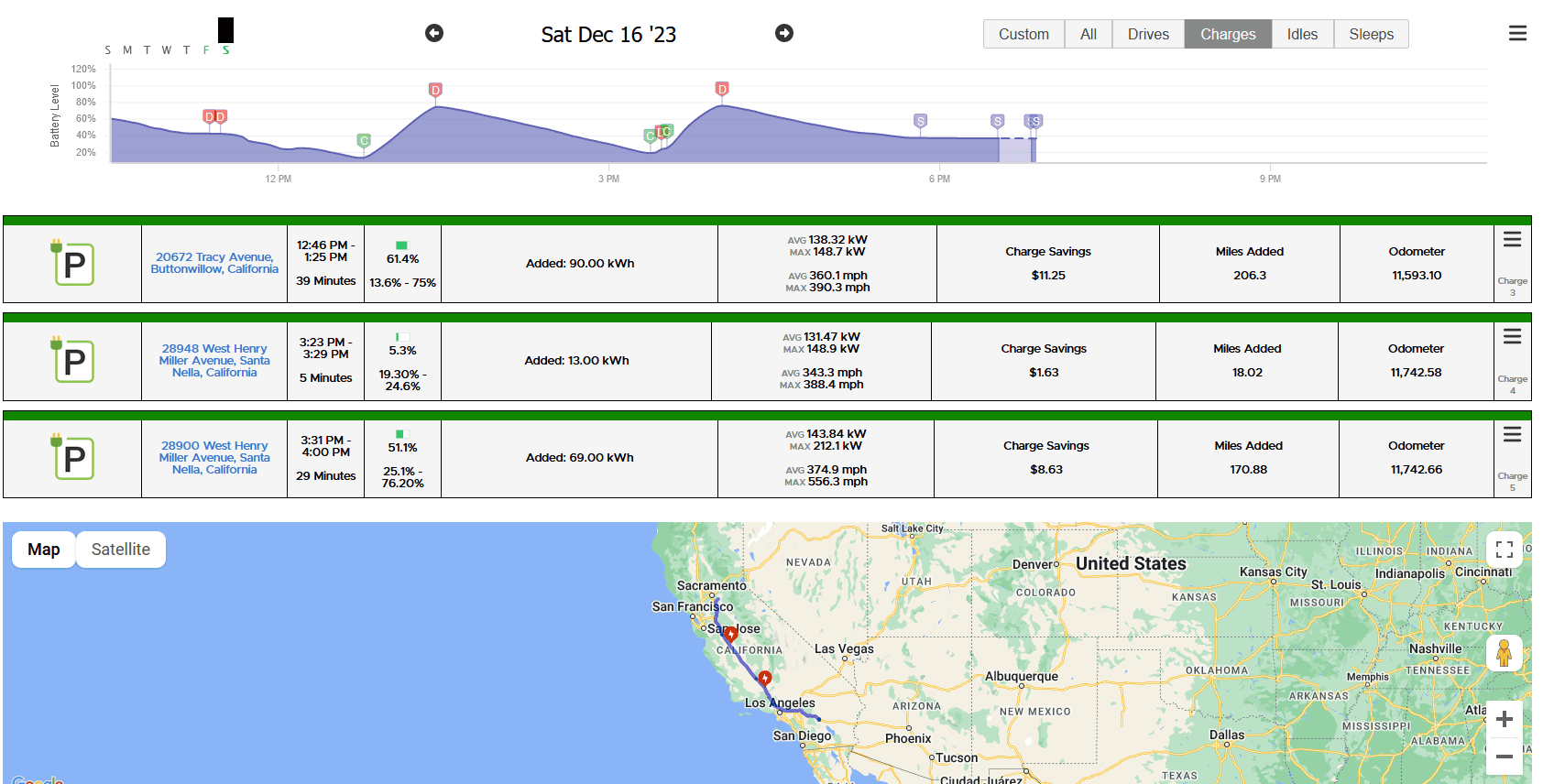 Rivian R1T R1S Trip from San Francisco bay area to Indio, CA 1704650806829