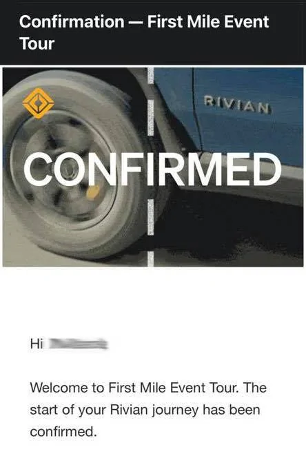 Rivian Test Drive Invitations are arriving! And First Mile events tab now available {filename}