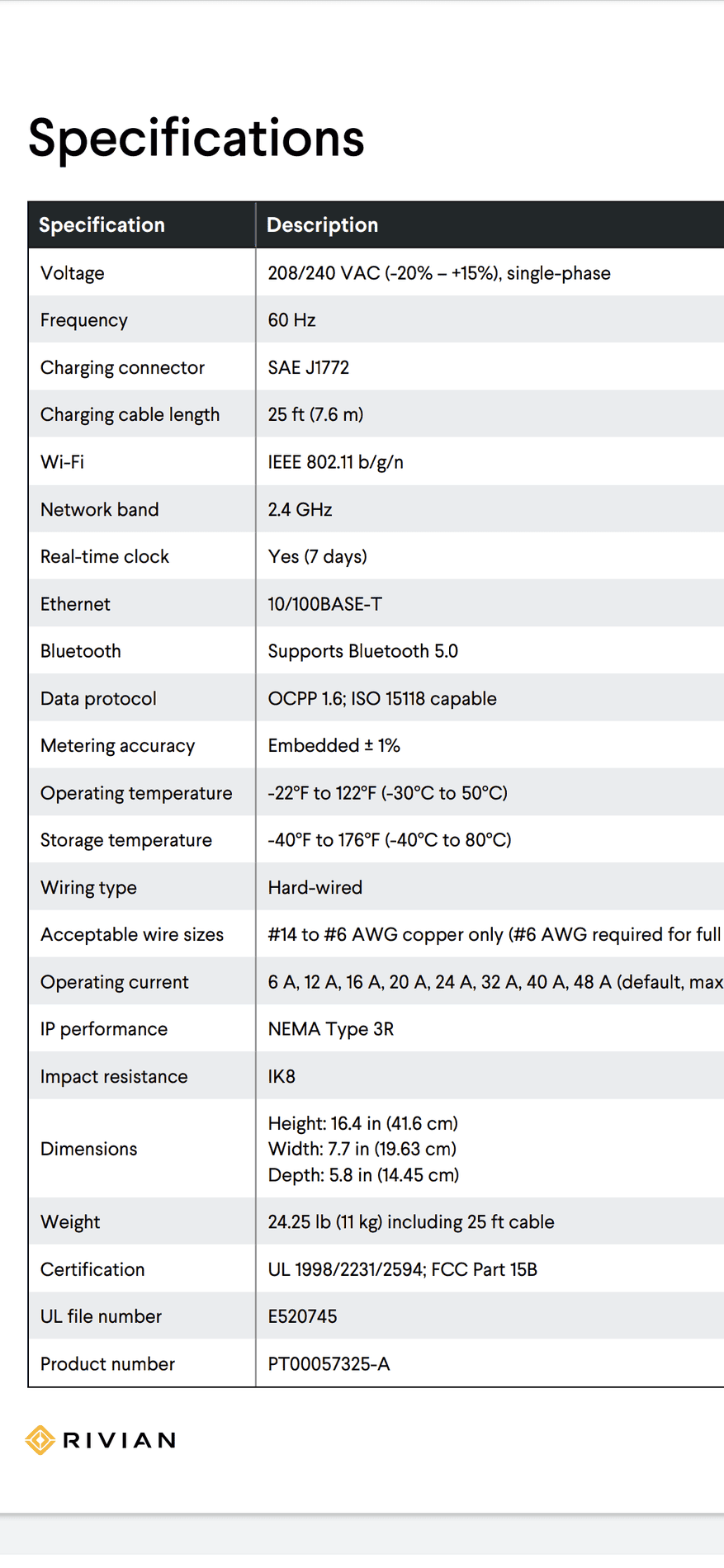 Rivian R1T R1S Official Rivian Wall Charger installation guide Screenshot_20210918-092012