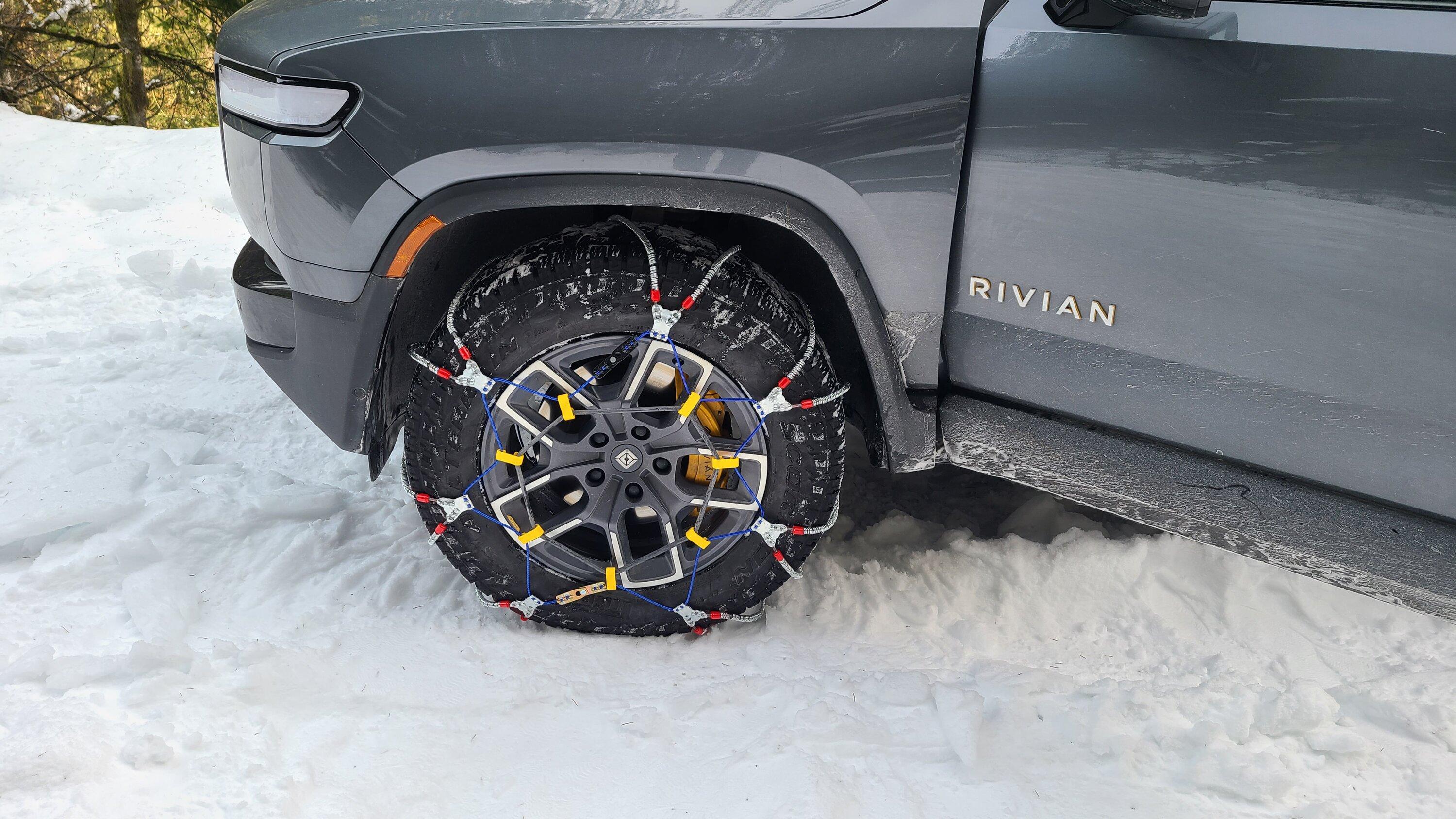 Rivian R1T R1S Snow / ice chains on a quad R1T? 20240114_111004