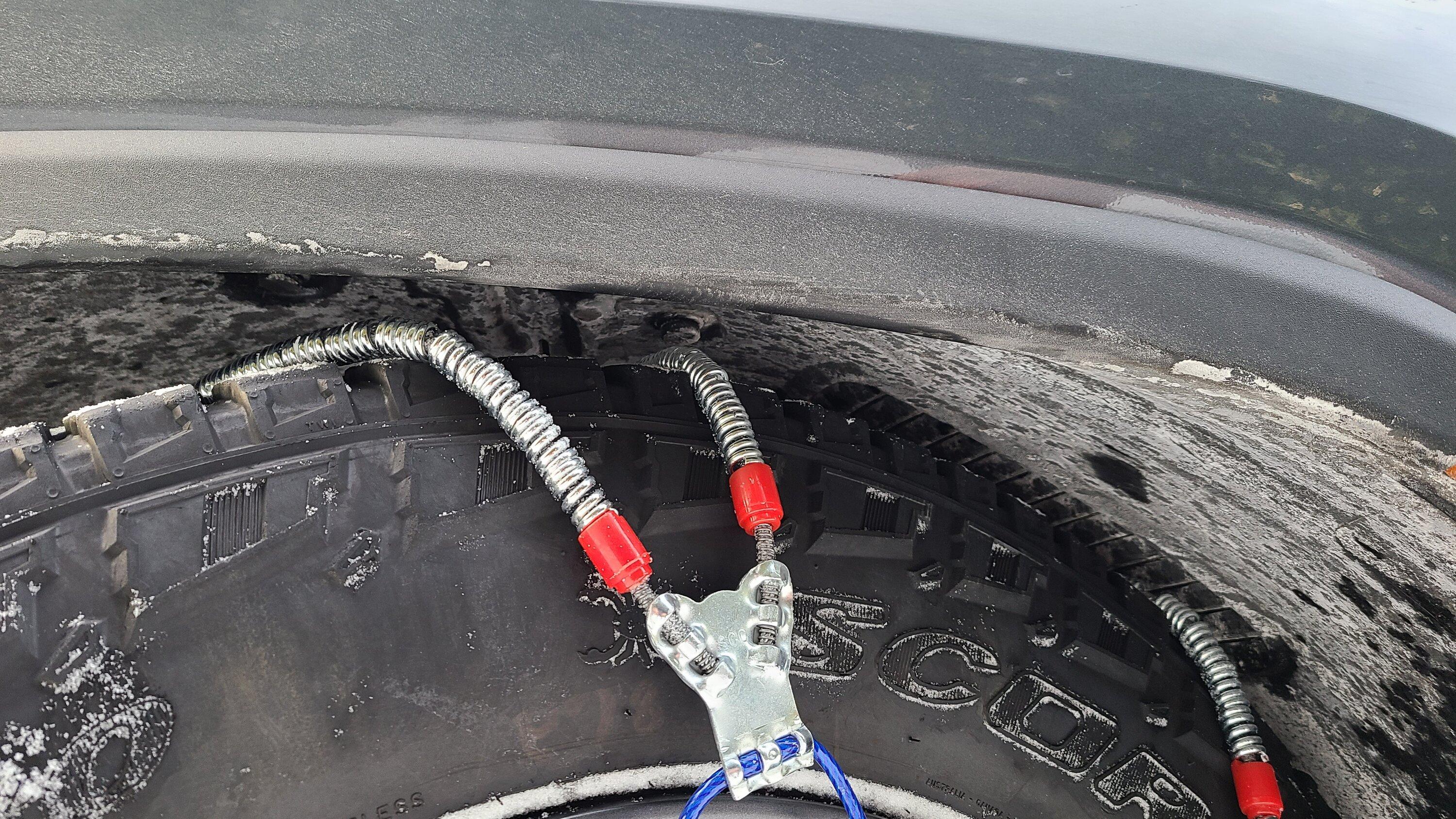 Rivian R1T R1S Snow / ice chains on a quad R1T? 20240114_111519