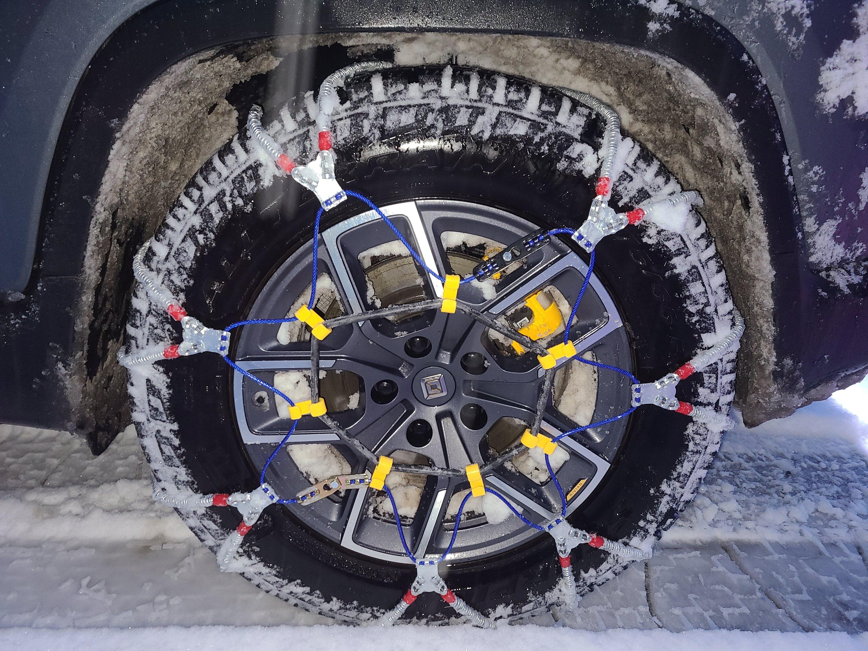 Rivian R1T R1S Snow / ice chains on a quad R1T? 20240117_074233