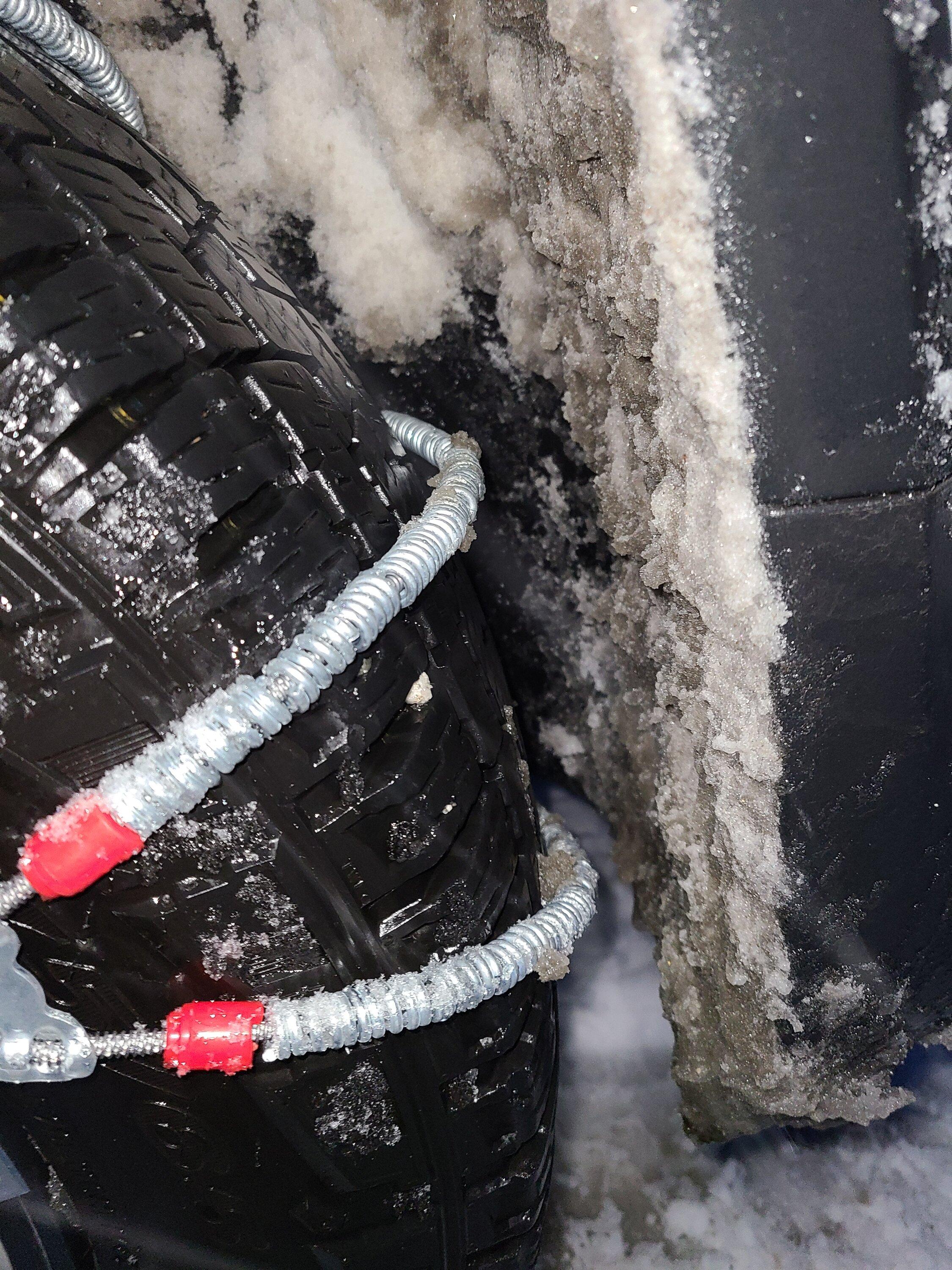 Rivian R1T R1S Snow / ice chains on a quad R1T? 20240117_073711