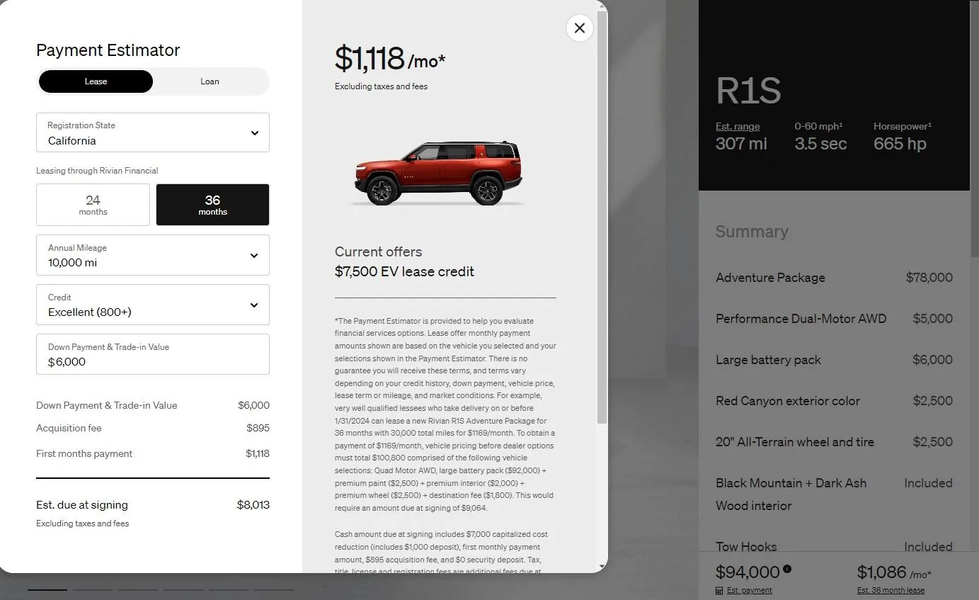 Rivian R1T R1S R1S Leasing and Purchase Vehicles Now Available in Online Shop! R1S Leas