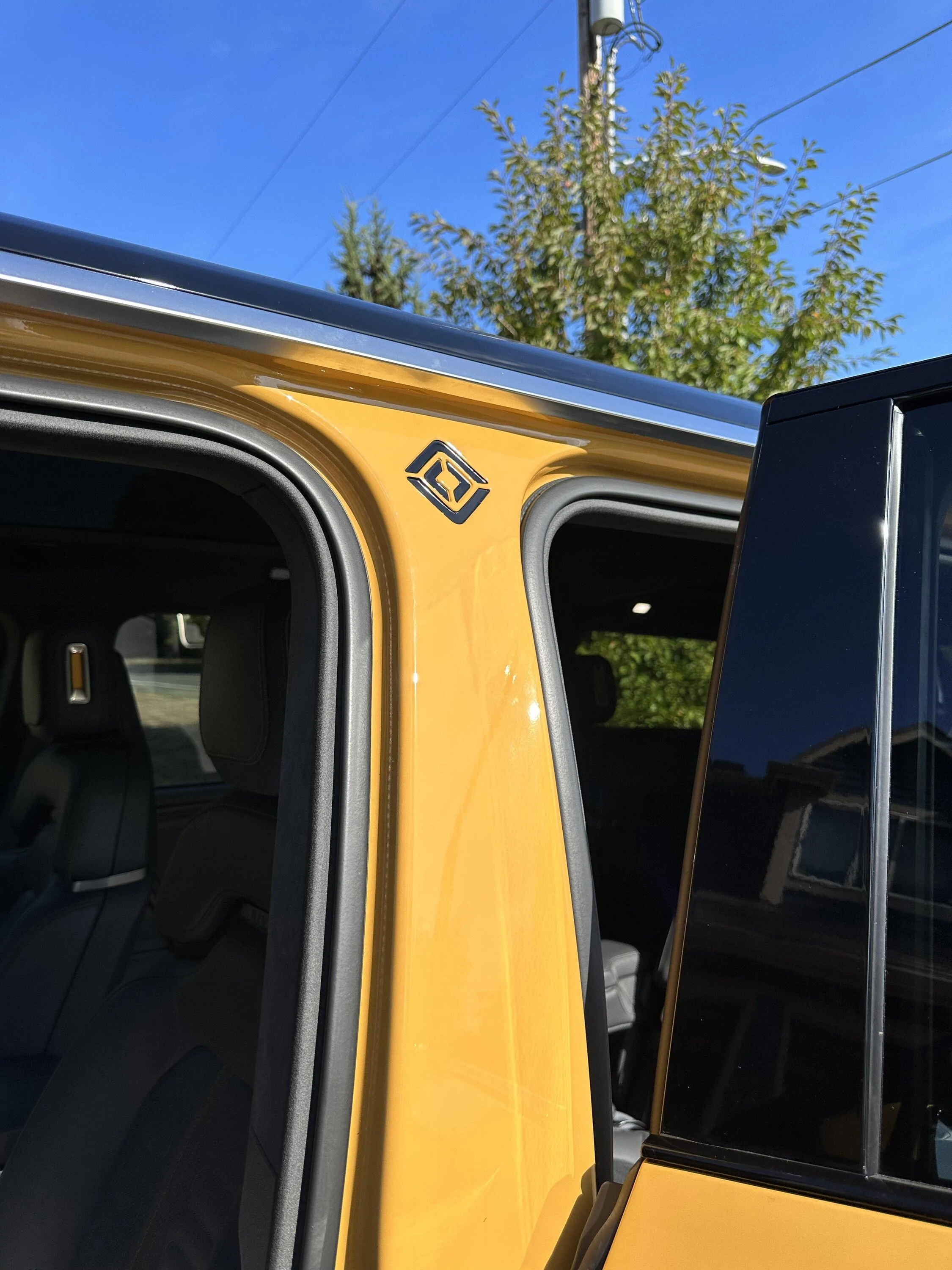Rivian R1T R1S B Pillar Logo In Rivian Yellow? IMG_9977