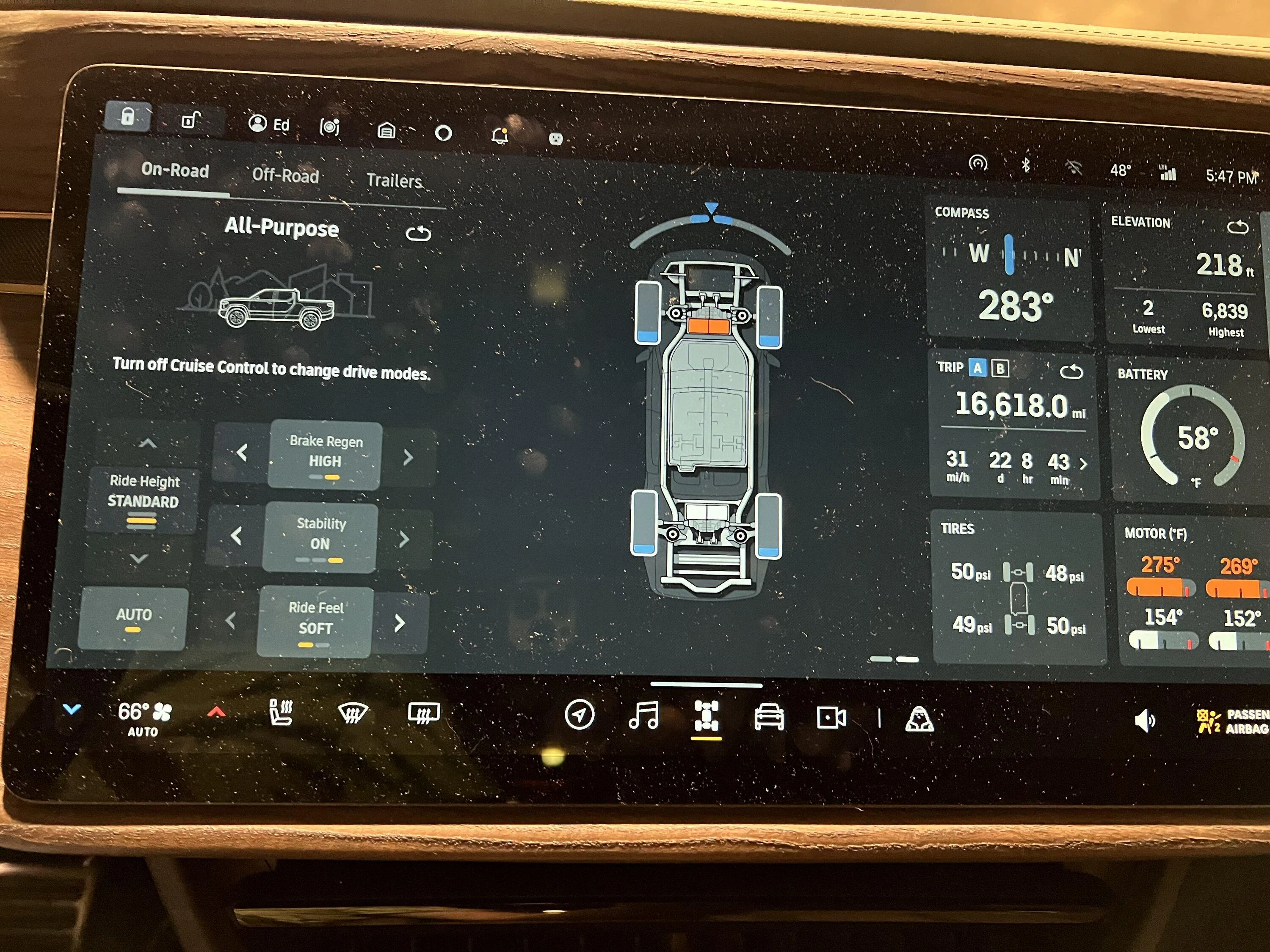 Rivian R1T R1S DC fast charging and motor temperatures. IMG_6797