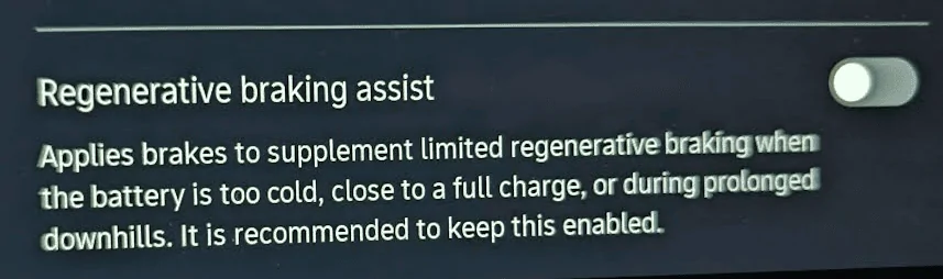 Rivian R1T R1S Having Cold-soaked battery warming issues? Turn off regenerative braking assist 1705929534589