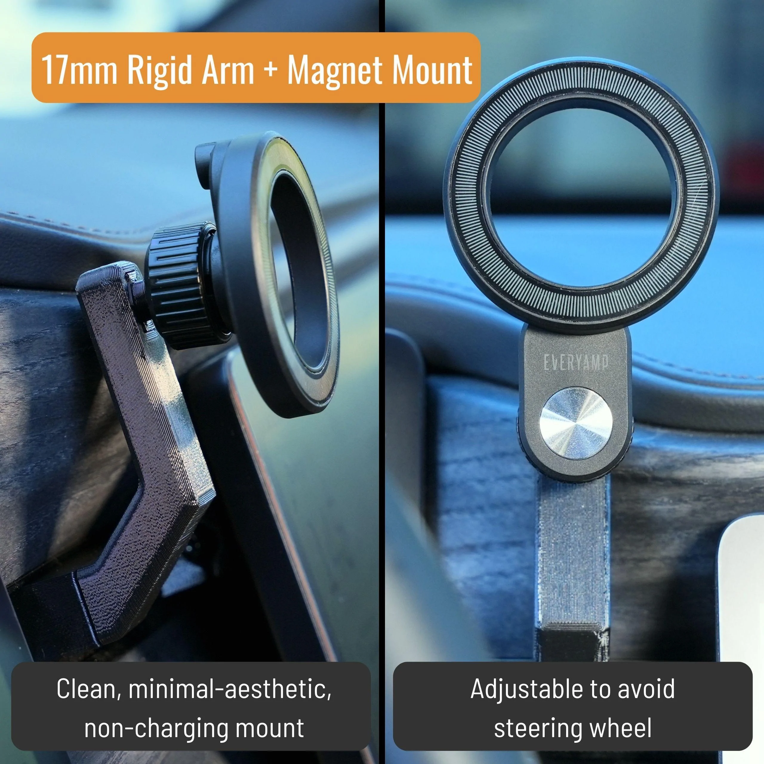 Rivian R1T R1S New Phone Mount Dash Anchor with 2.5" Riser for R1T & R1S 17mm Rigid Arm with Magnet Mount Features