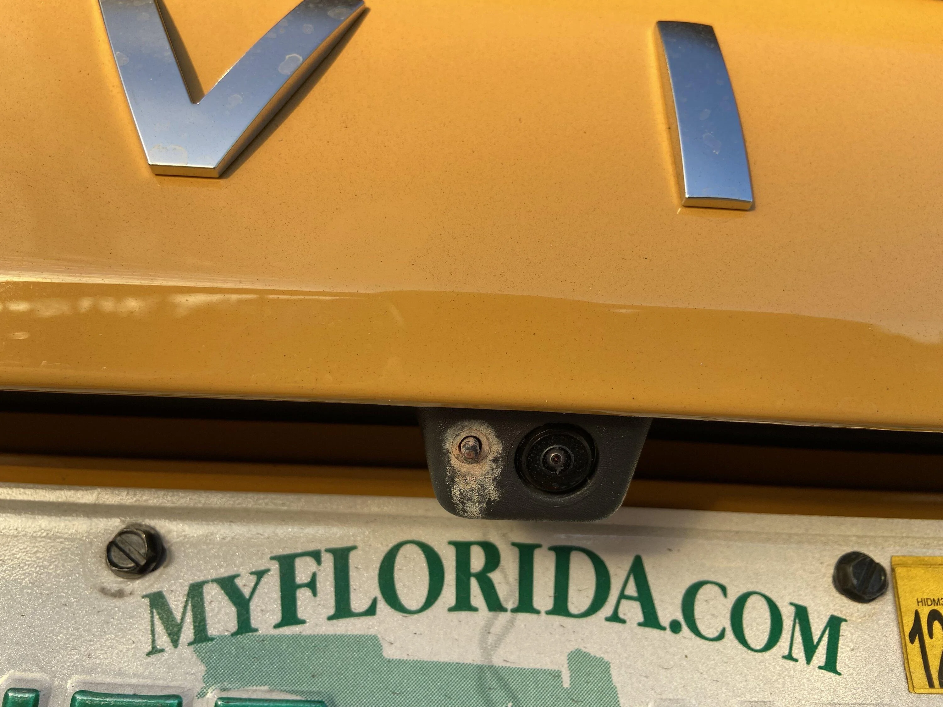 Rivian R1T R1S Corroding bolt near rear view camera bubble IMG_1169