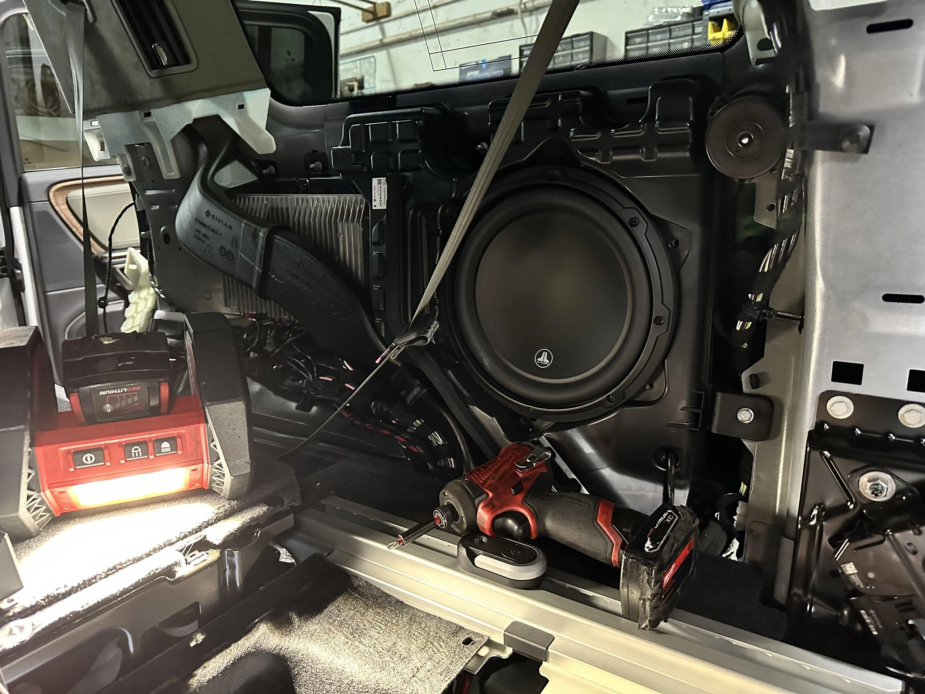 Rivian R1T R1S Subwoofer Upgrade Advice and Review: NVX amp &  JL subwoofers (dual voice coil 4ohm shallow mount) IMG_3178