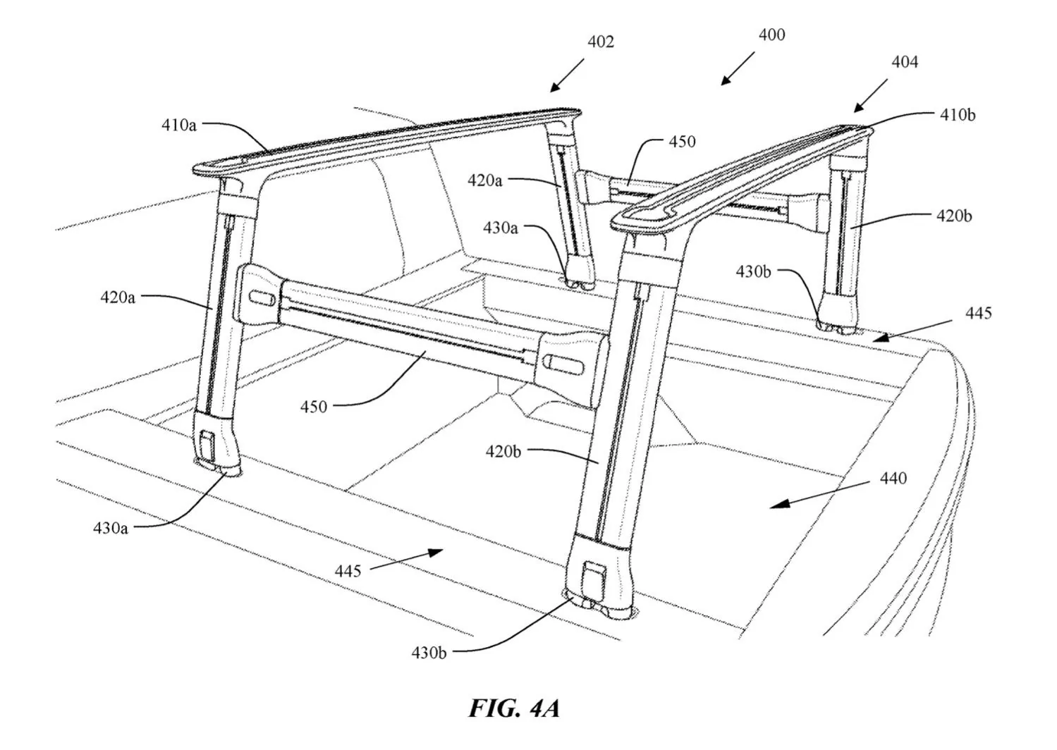 Rivian R1T R1S Rivian patents bed rack system w/ easy removal and storage 1706733188871