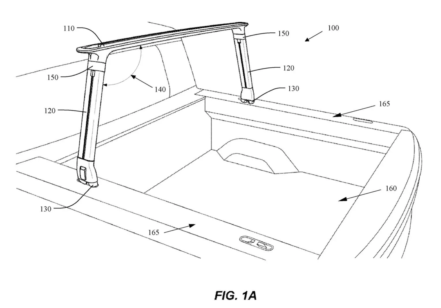 Rivian R1T R1S Rivian patents bed rack system w/ easy removal and storage rivian-bed-rack-system-patent-image_100913822_h