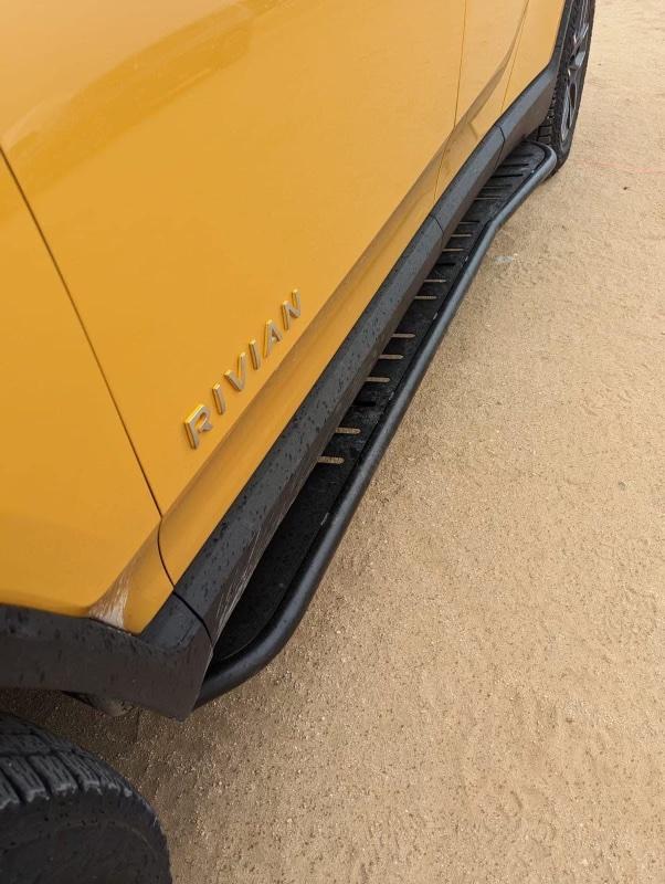 Rivian R1T R1S Fun at King of the Hammers yellow rock slide
