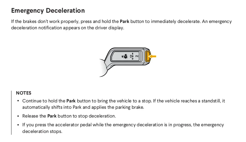 Rivian R1T R1S Parking brake tried to engage while driving 1707347902651