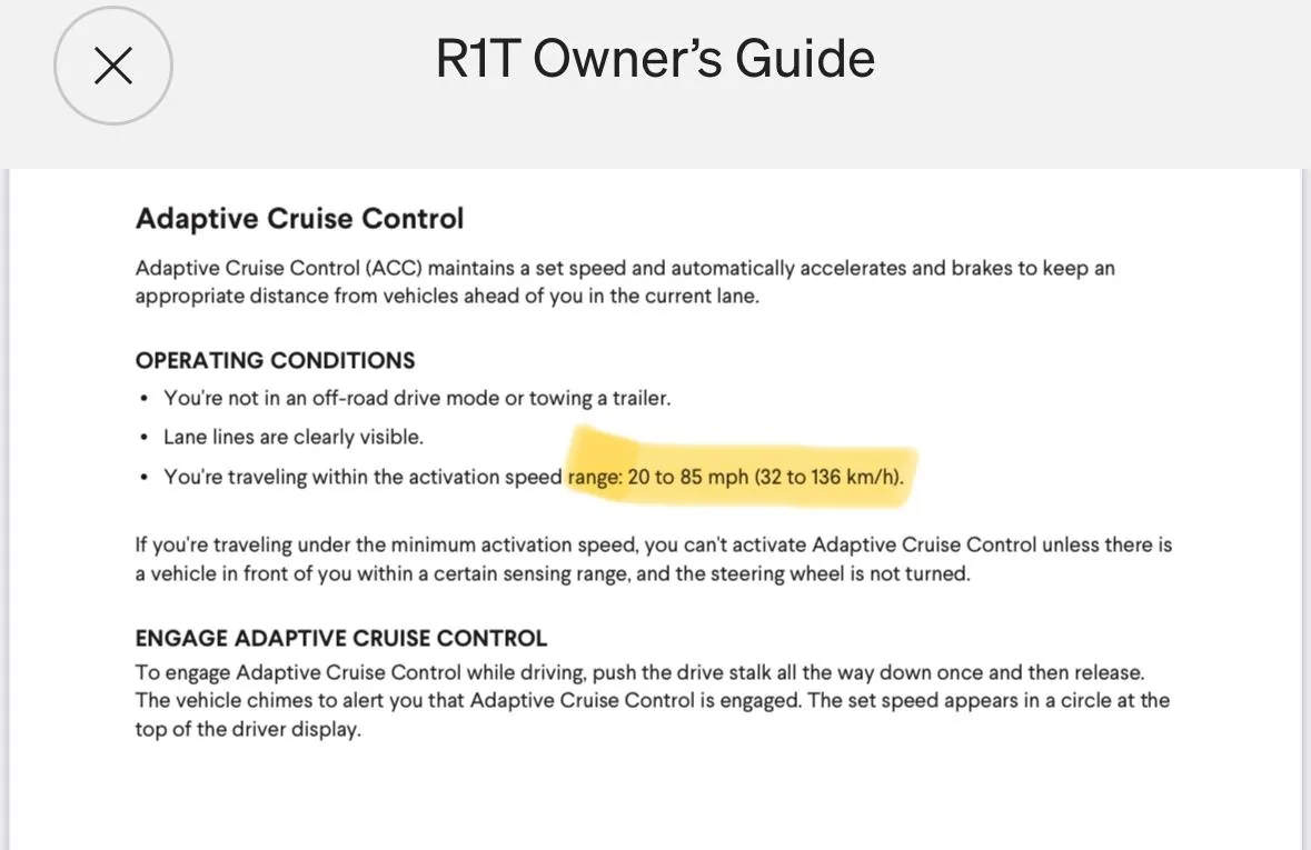 Rivian R1T R1S Maximum speed on cruise control? IMG_5099