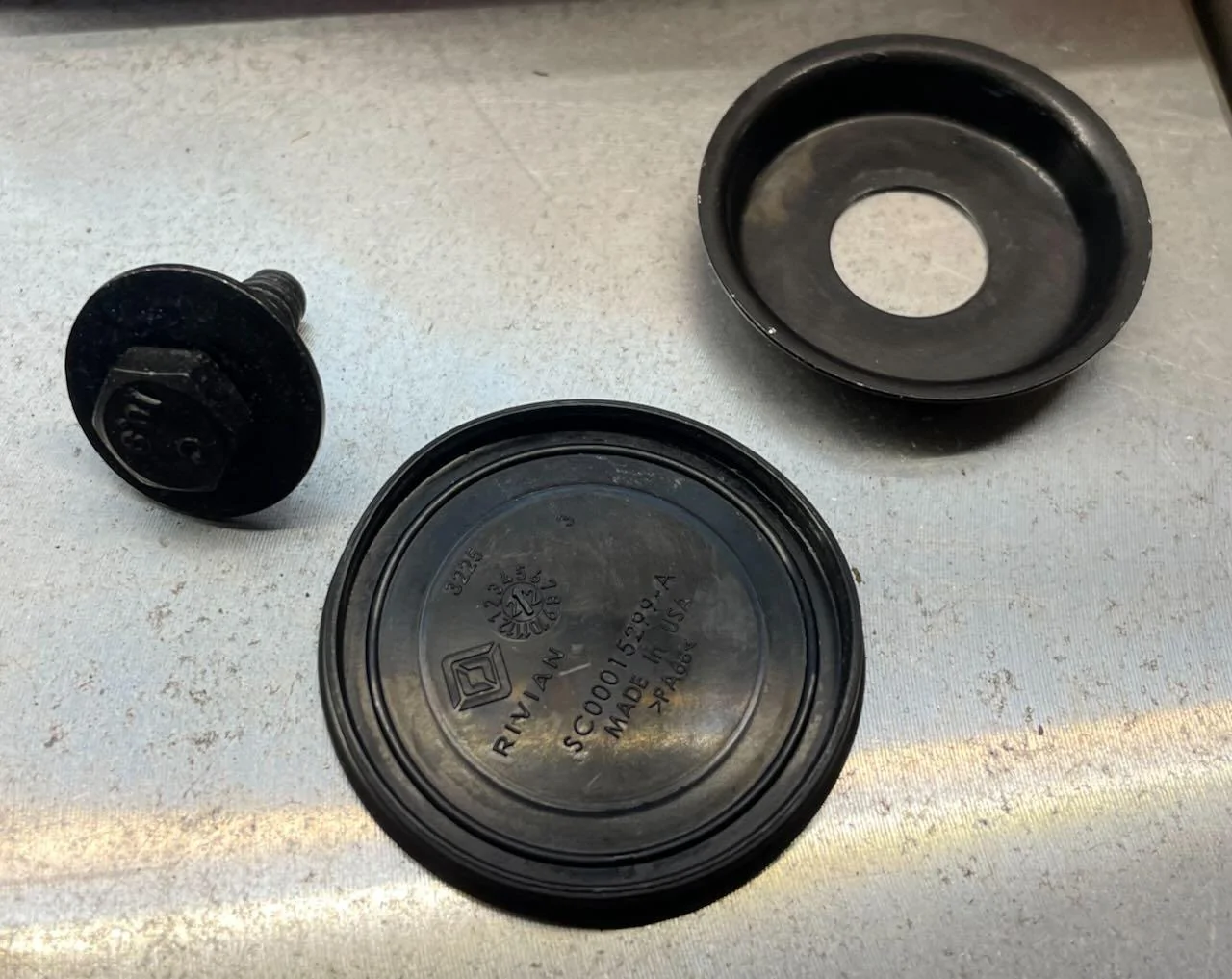 Rivian R1T R1S Installed: Cargo Tie Down Ring Hook & L-Track Quick Disconnect Mounting Base Kit by Team 1EV IMG_6262