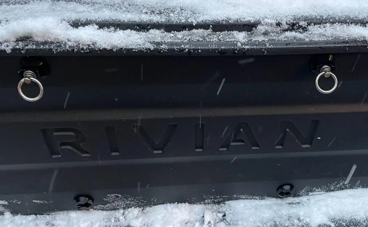 Rivian R1T R1S Installed: Cargo Tie Down Ring Hook & L-Track Quick Disconnect Mounting Base Kit by Team 1EV IMG_6259