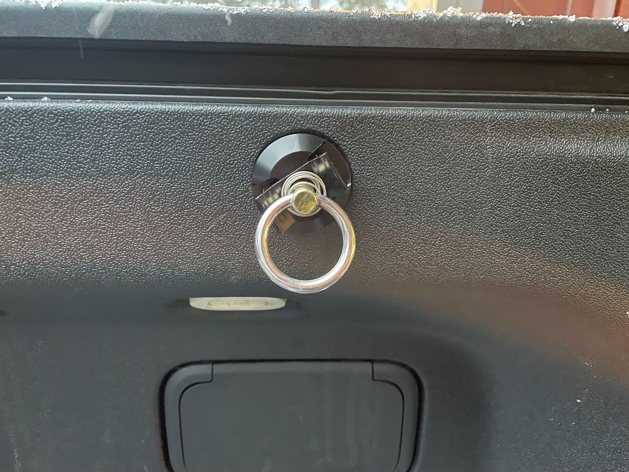 Rivian R1T R1S Installed: Cargo Tie Down Ring Hook & L-Track Quick Disconnect Mounting Base Kit by Team 1EV IMG_6256