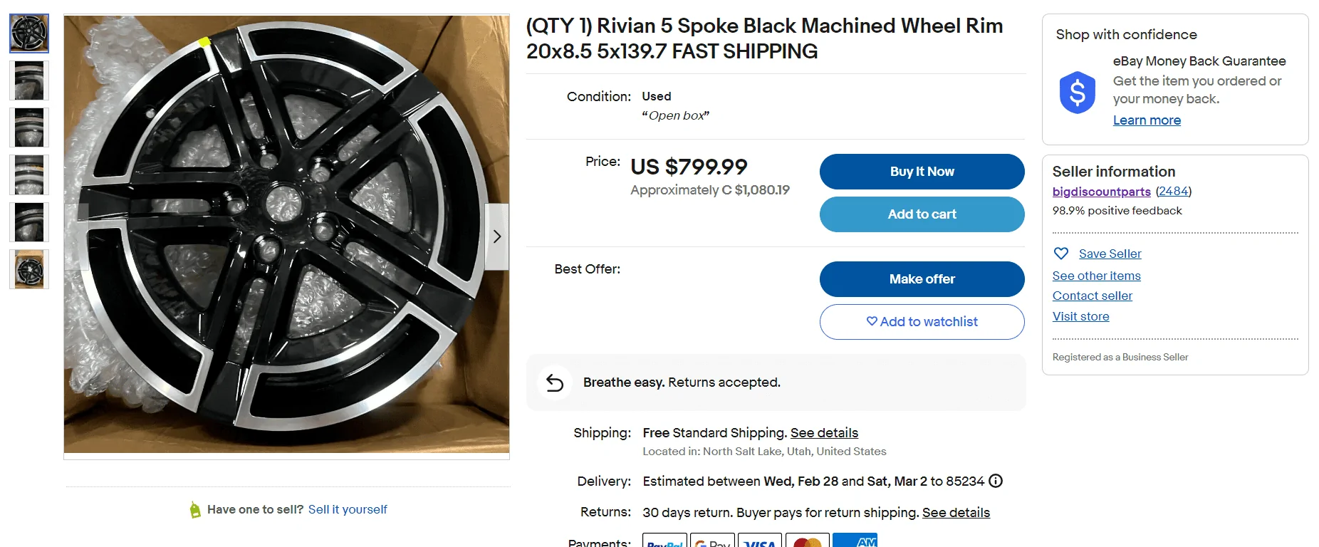 Rivian R1T R1S New Rivian 20” Wheel Style Design? -- for R2 or Refreshed R1? ebay wheel