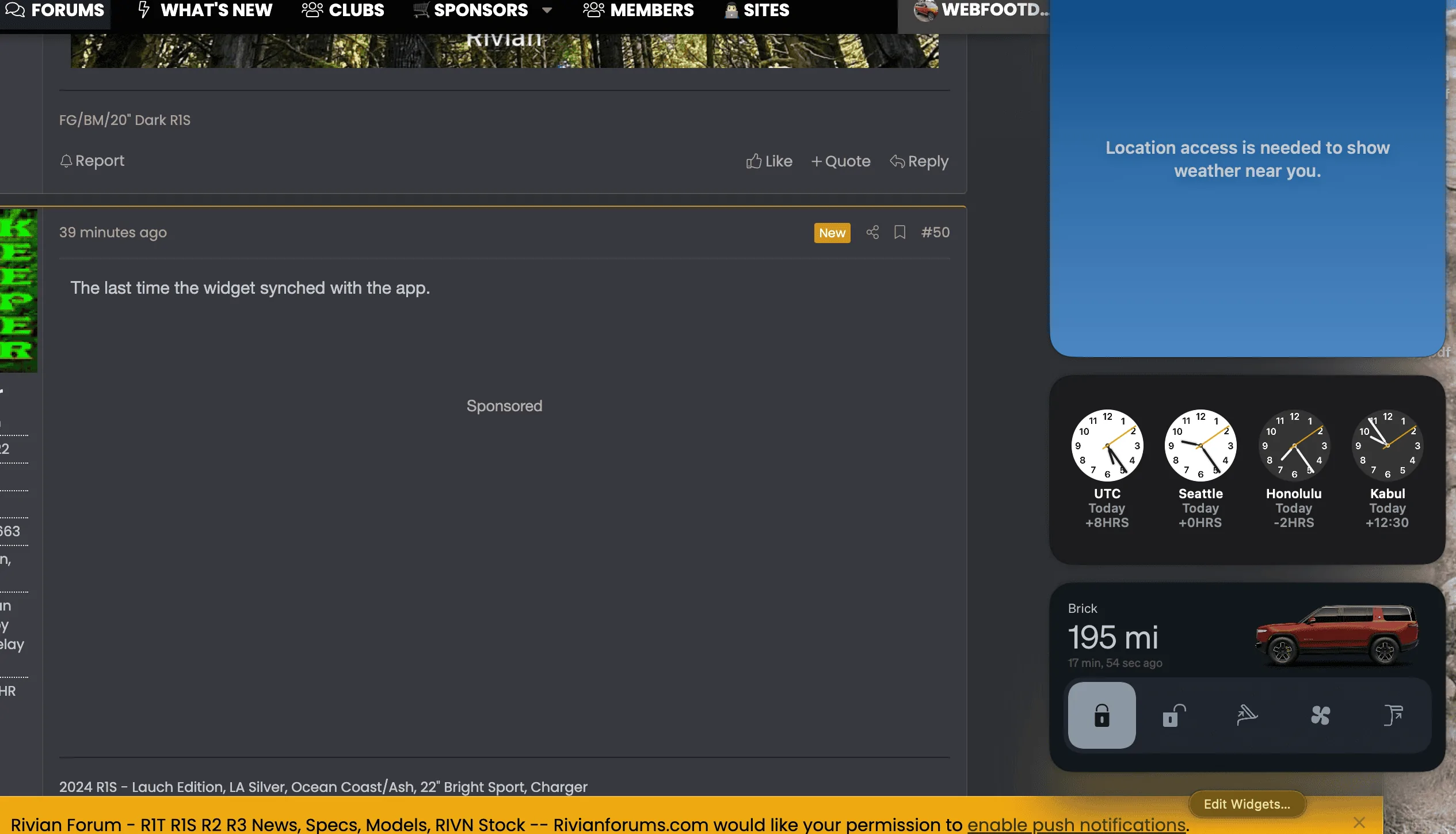 Rivian R1T R1S There’s now a Rivian widget for iOS and Android! Screenshot 2024-02-26 at 09.24.09