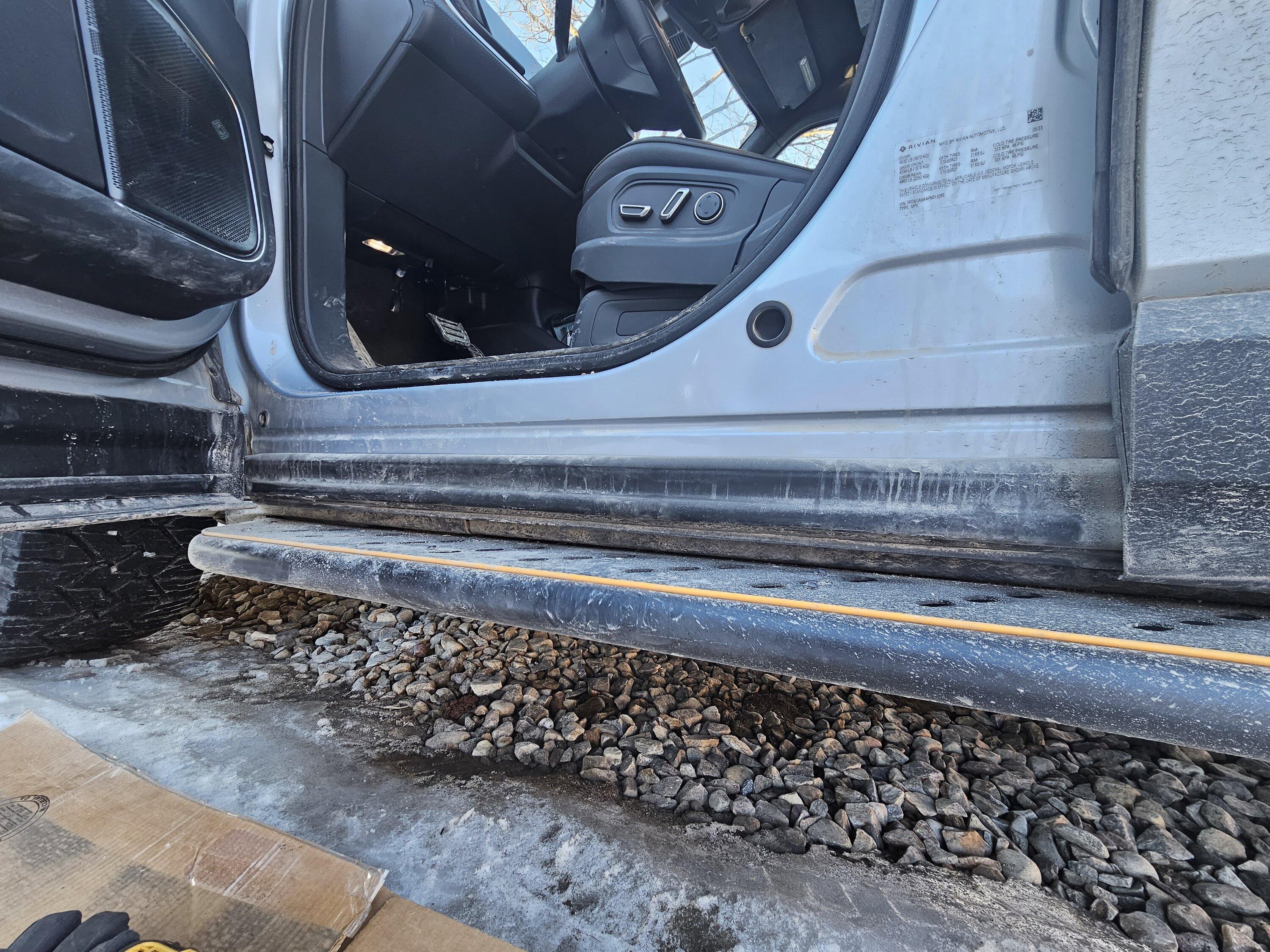 Rivian R1T R1S EVSportline Sliders - Cutting the panels 20240206_162217