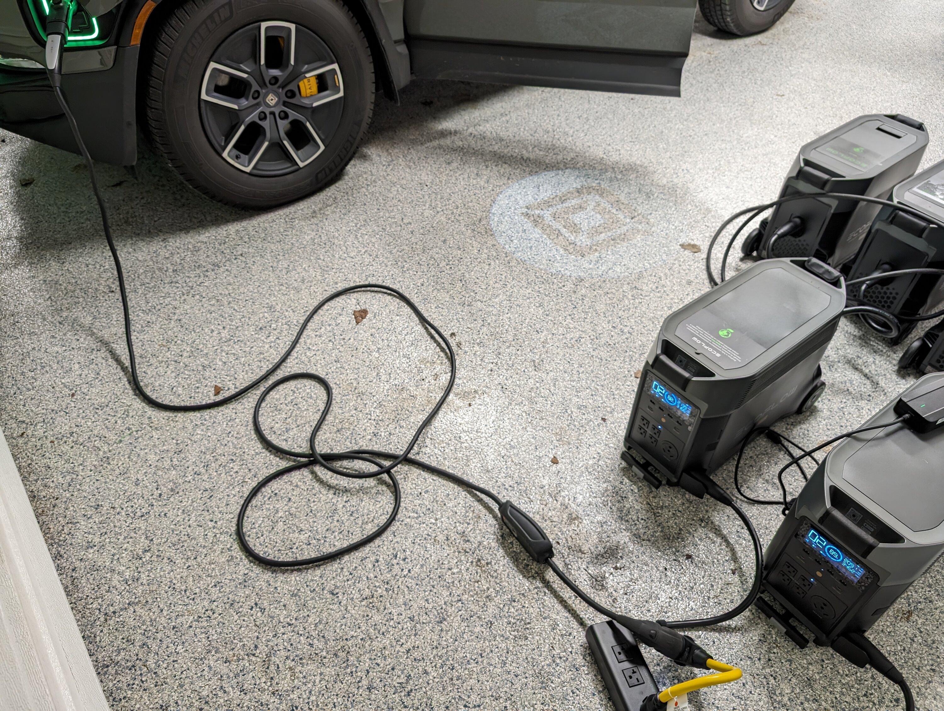 Rivian R1T R1S Charging a Rivian with an Ecoflow Delta Pro ChargingSetu