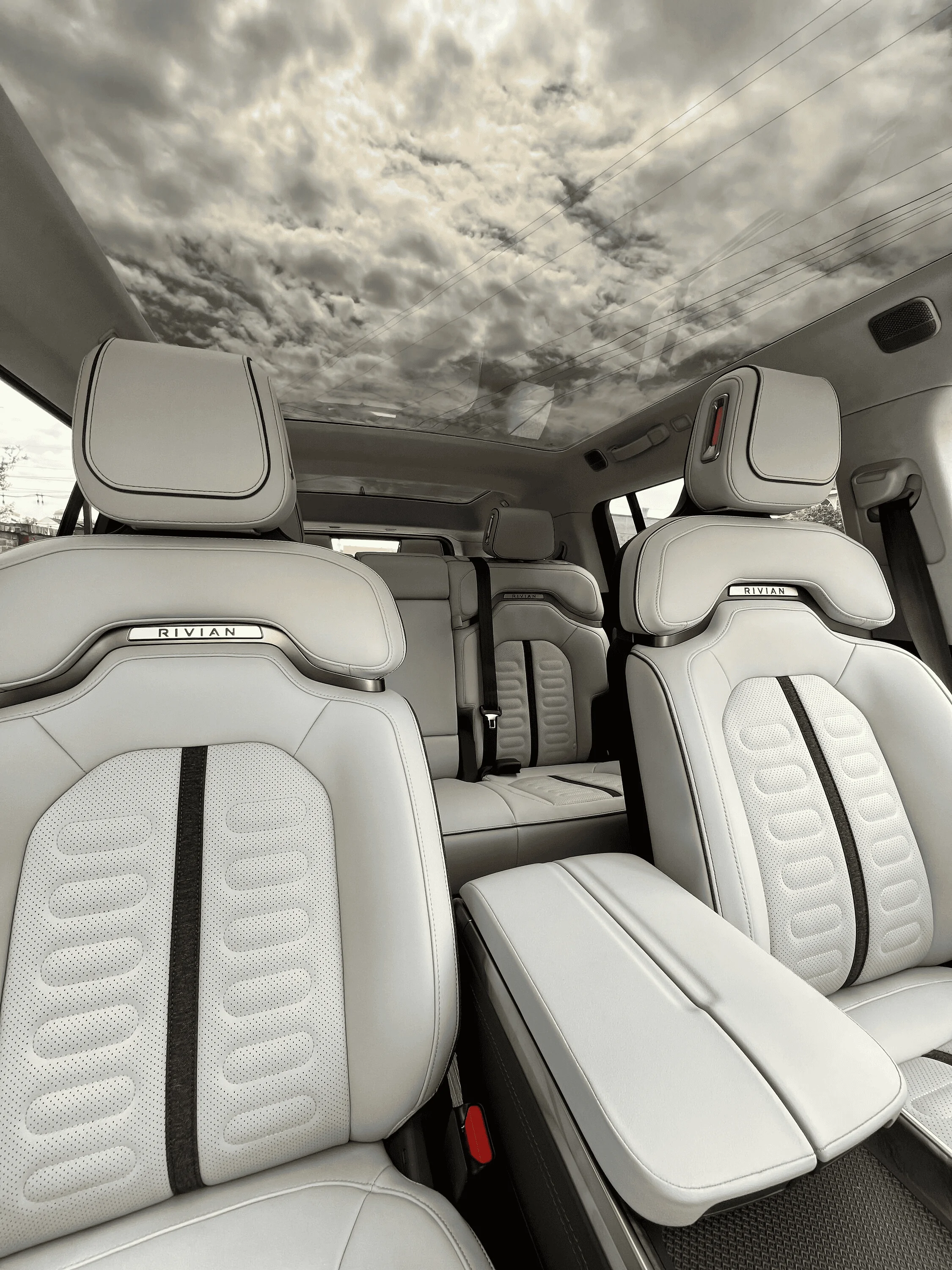 Rivian R1T R1S R2 interior photo confirms glass roof and retracting grab handles IMG_8460