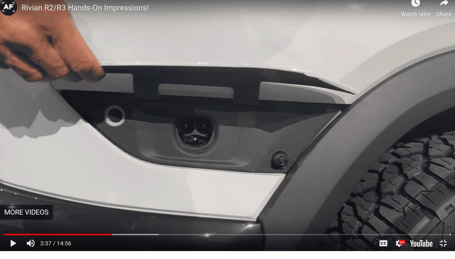 Rivian R1T R1S R2 / R3 charge port -- NACS, Passenger Rear Side location 1709846299052