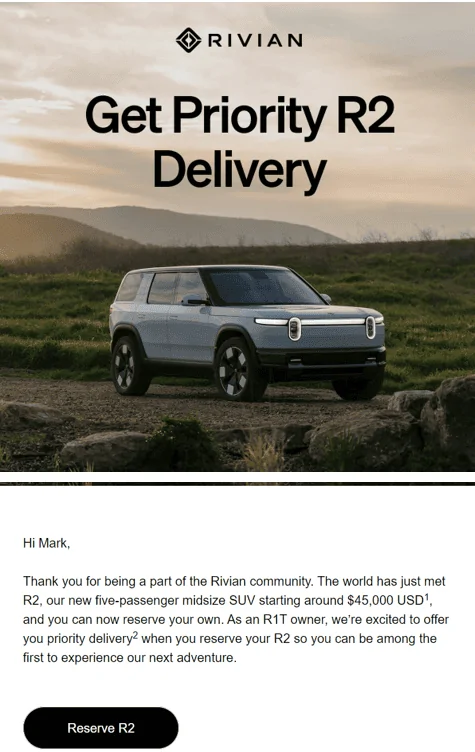 Rivian R1T R1S Priority R2 delivery for R1 owners announced! r2 priority 1