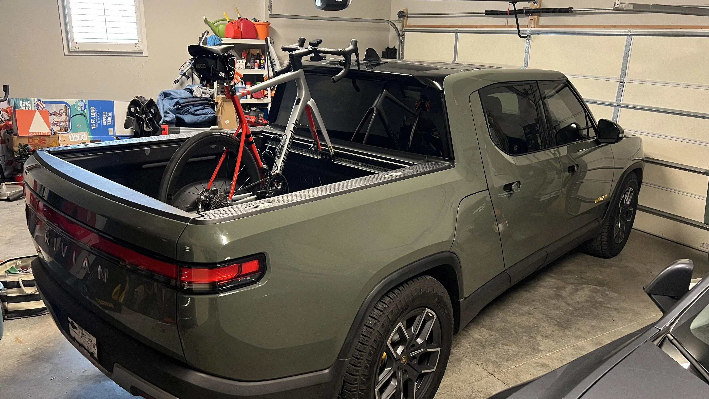 Rivian R1T R1S DIY Bike mount in the R1T bed IMG_5146