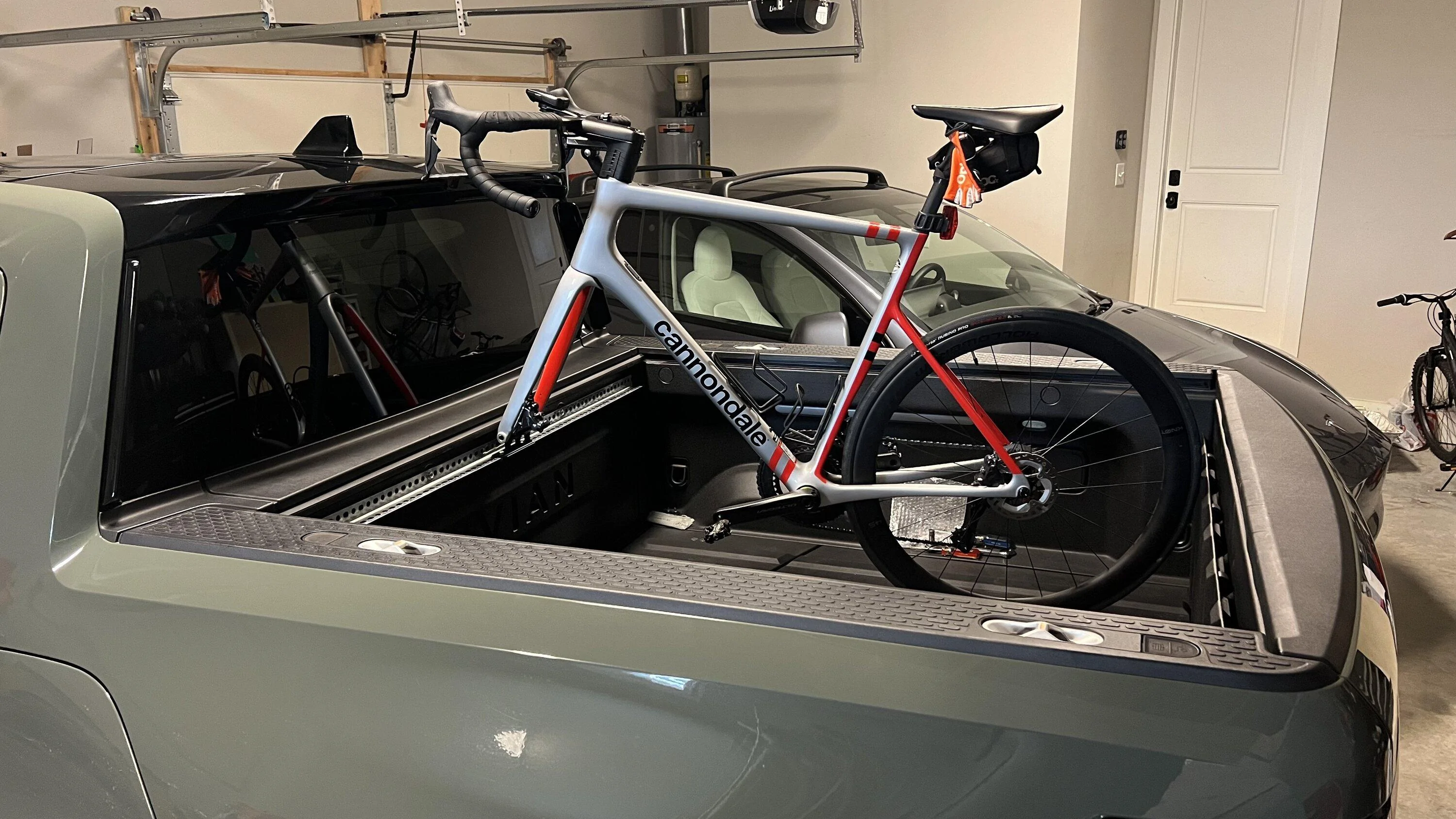 Rivian R1T R1S DIY Bike mount in the R1T bed IMG_5150