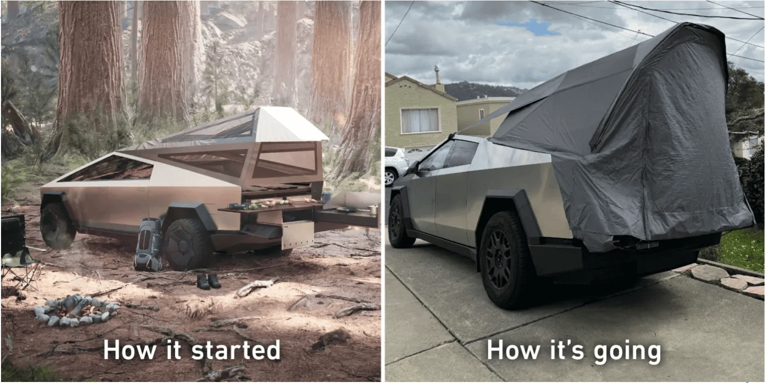 Rivian R1T R1S Tesla continues to lead in innovation - the Cybertruck tent. 1709920676712